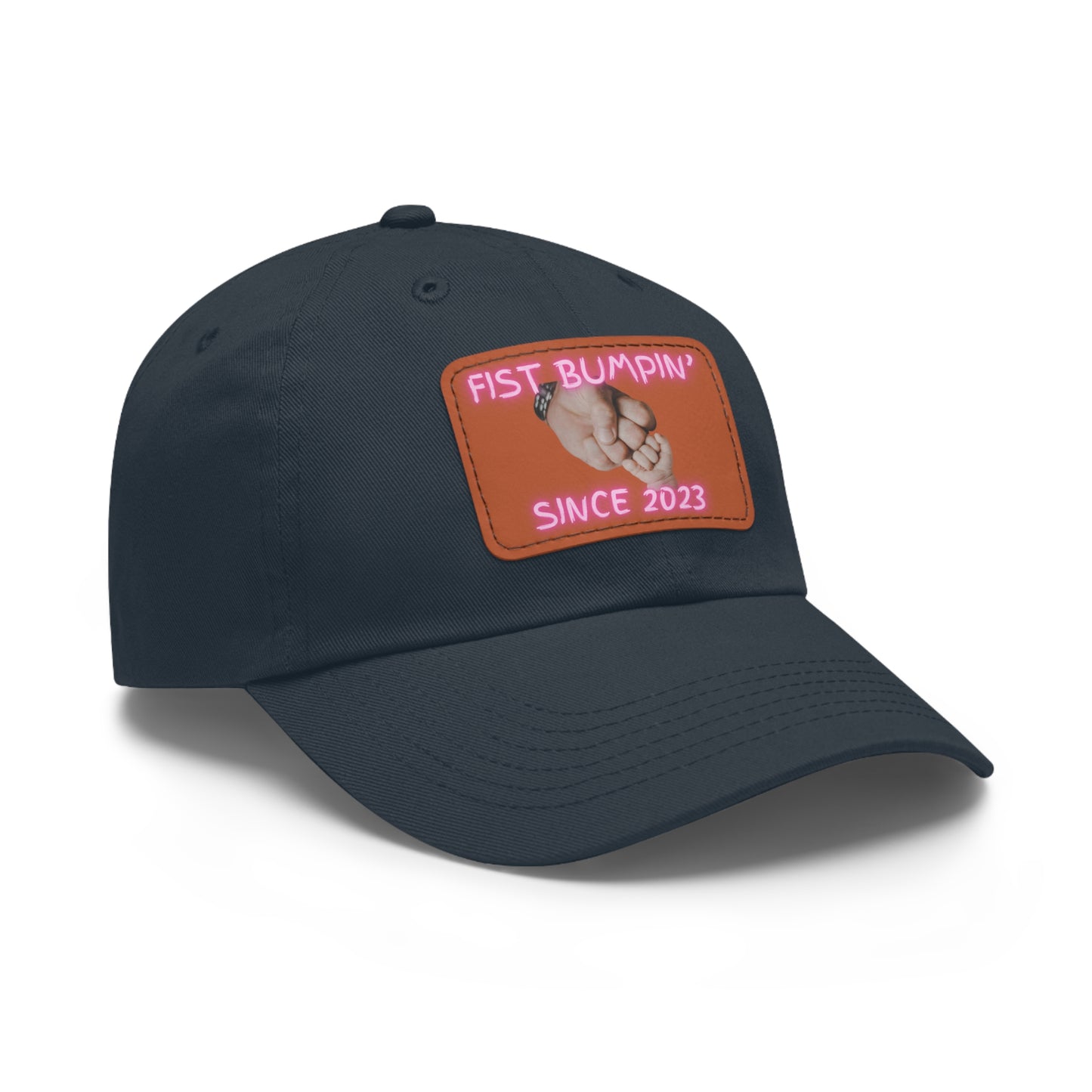 Baby Girl Fist Bumpin’ Since 2023 Hat with Leather Patch (Rectangle)
