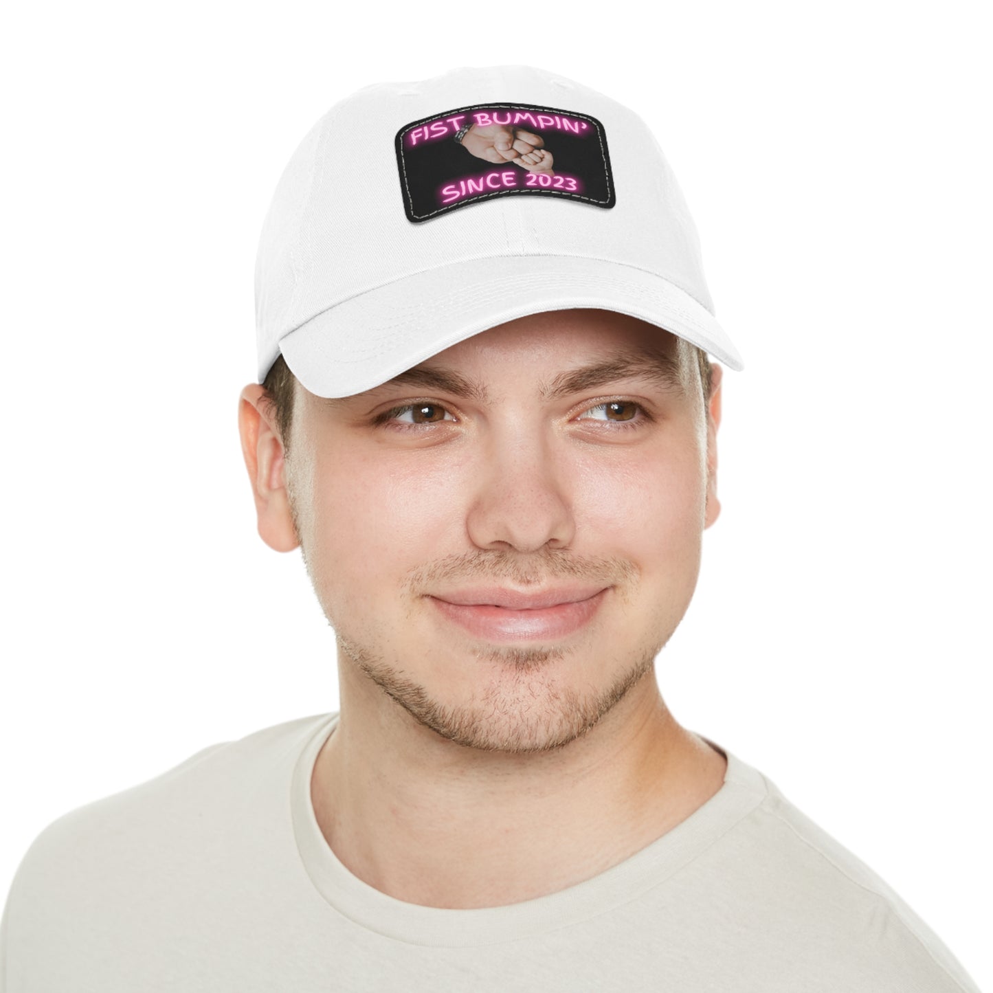 Baby Girl Fist Bumpin’ Since 2023 Hat with Leather Patch (Rectangle)