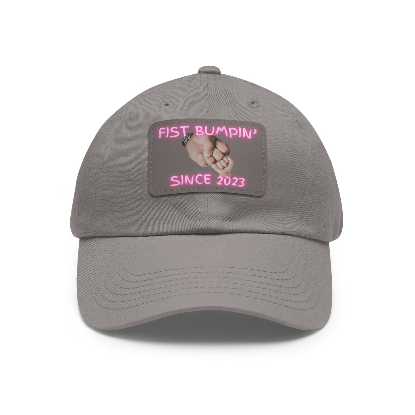 Baby Girl Fist Bumpin’ Since 2023 Hat with Leather Patch (Rectangle)