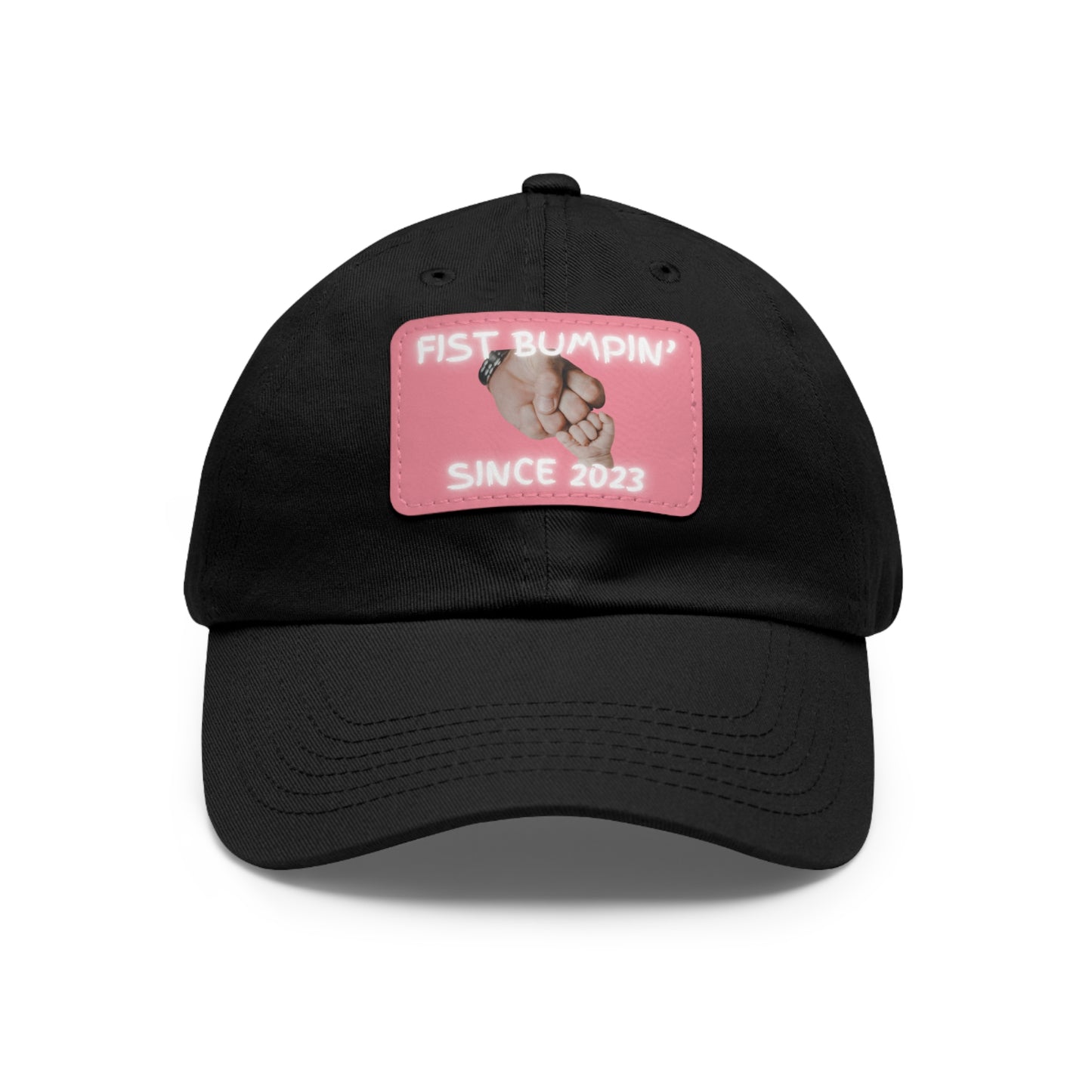 Baby Girl Fist Bumpin’ Since 2023 Hat with Leather Patch (Rectangle)