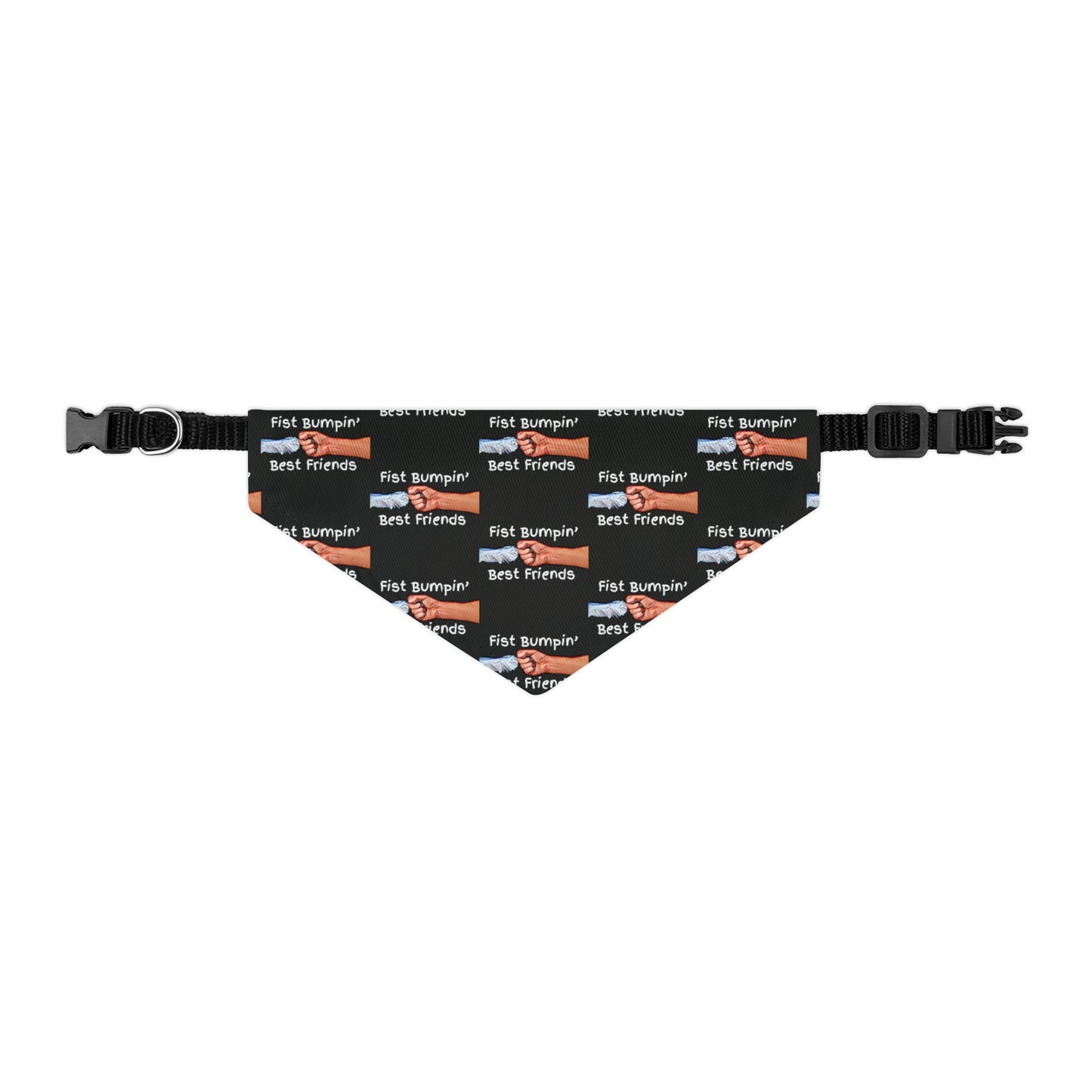 Fist Bumpin’ Best Friends Opie’s Cavalier King Charles Spaniel Paw Pet Bandana Collar Black with white lettering.