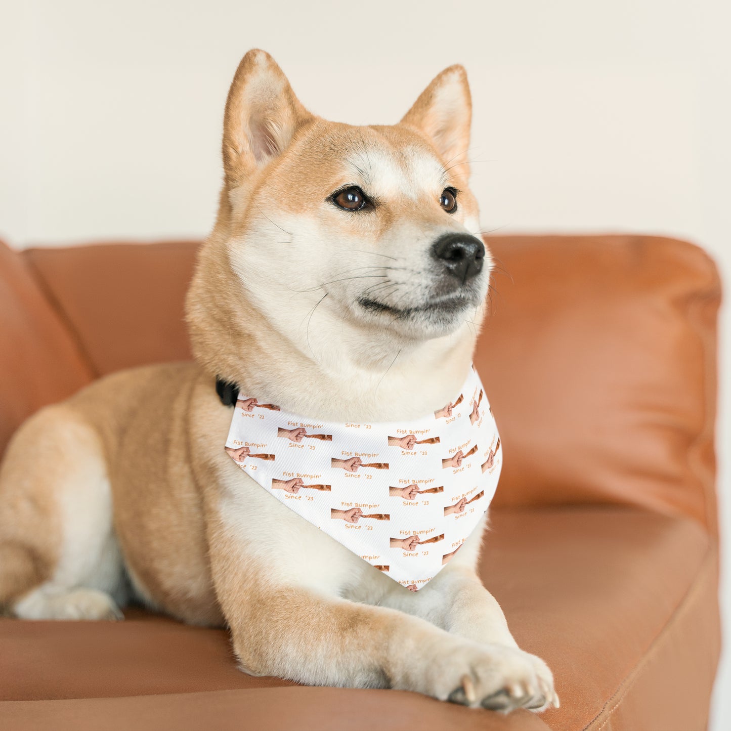 Golden Retriever Paw Fist Bumpin’ Since ‘23 White Bandana Collar