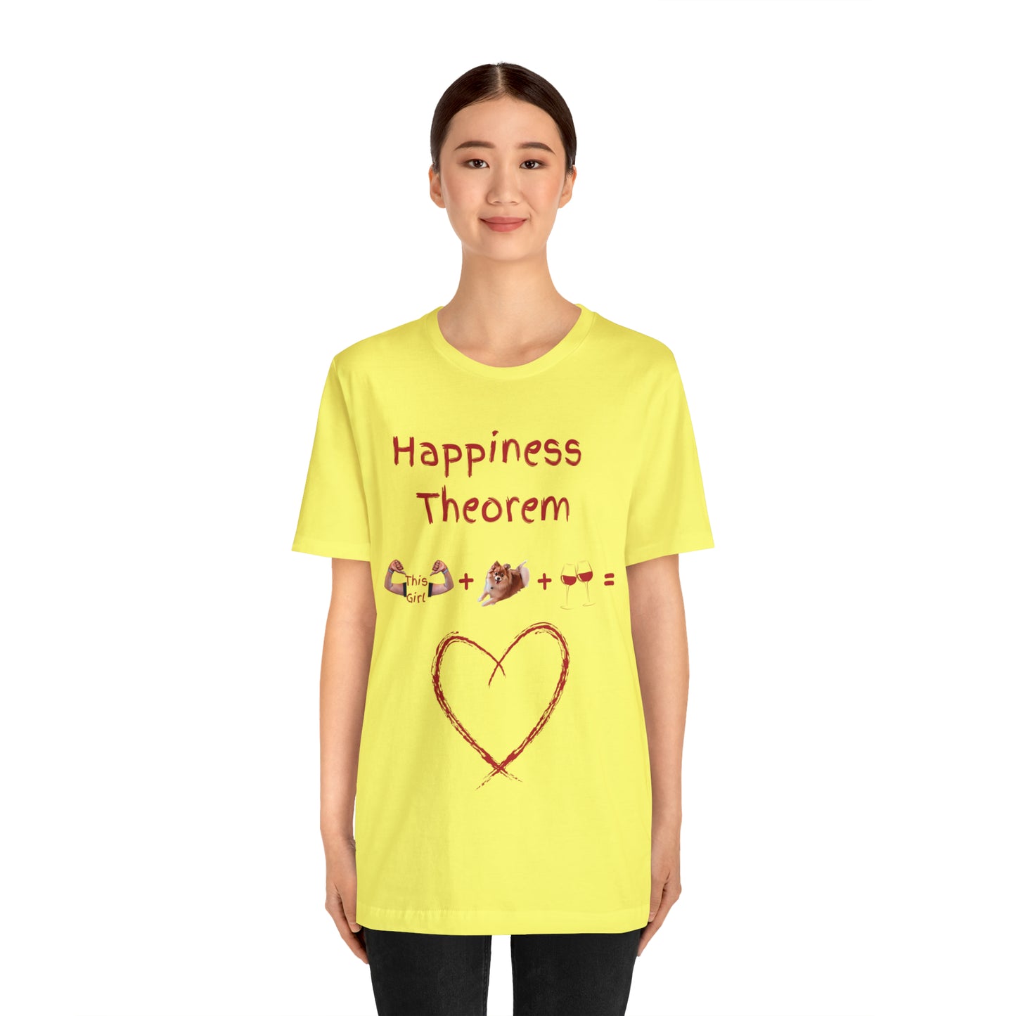 This Girl + Pomeranian + Wine = Happiness Unisex Jersey Short Sleeve Tee
