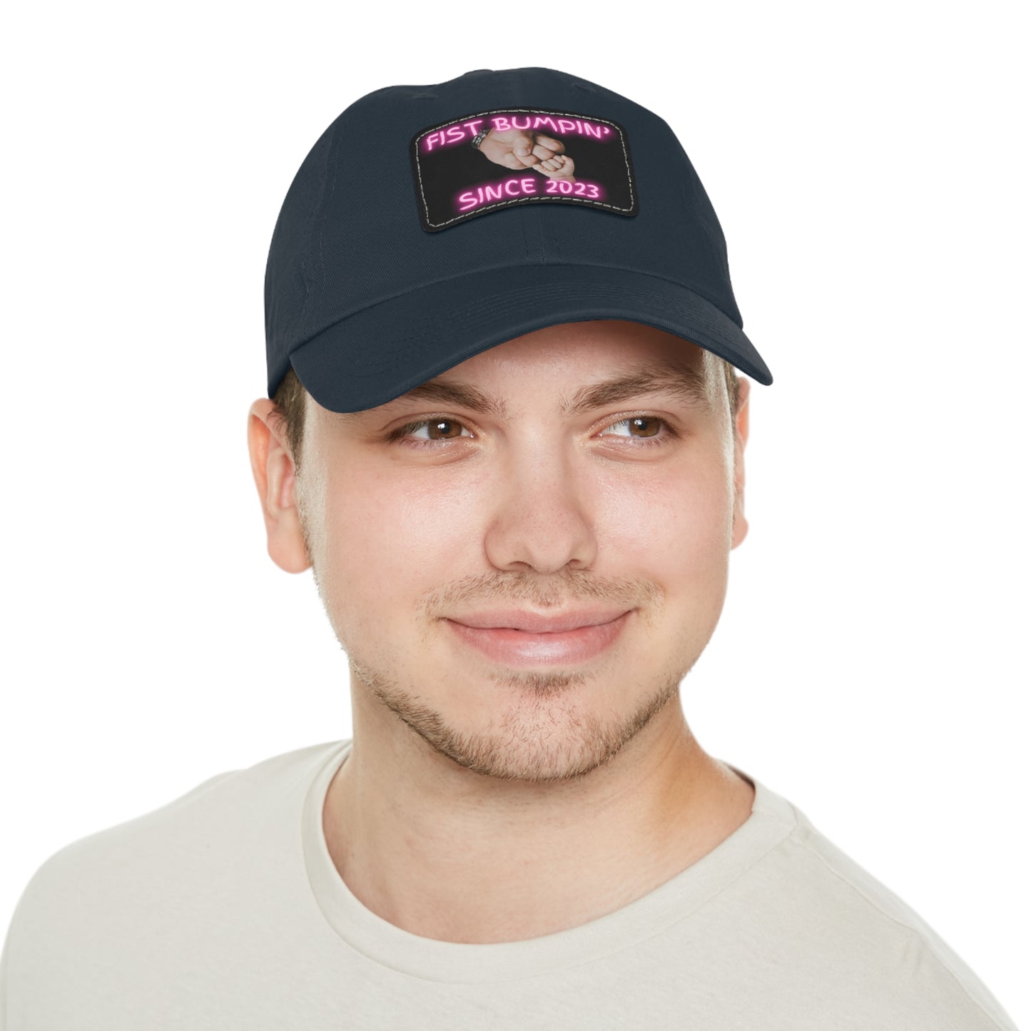 Baby Girl Fist Bumpin’ Since 2023 Hat with Leather Patch (Rectangle)