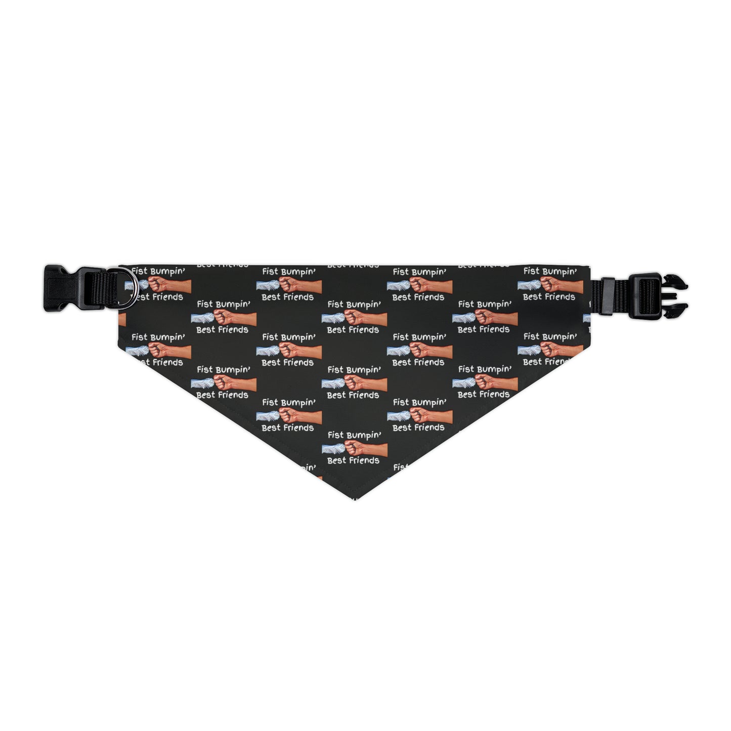 Fist Bumpin’ Best Friends Opie’s Cavalier King Charles Spaniel Paw Pet Bandana Collar Black with white lettering.