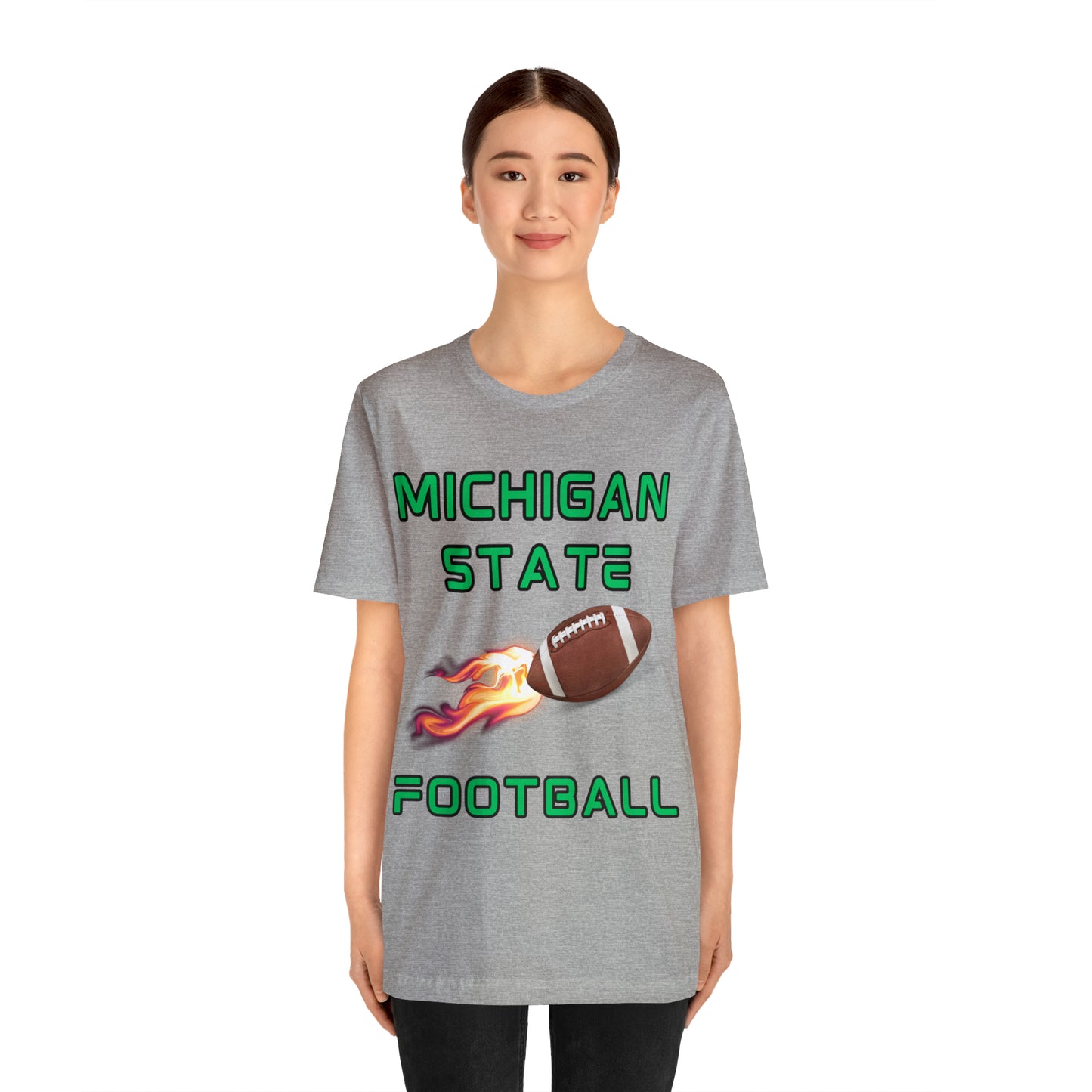 Michigan State Flame Football Customizable Unisex Jersey Short Sleeve Tee
