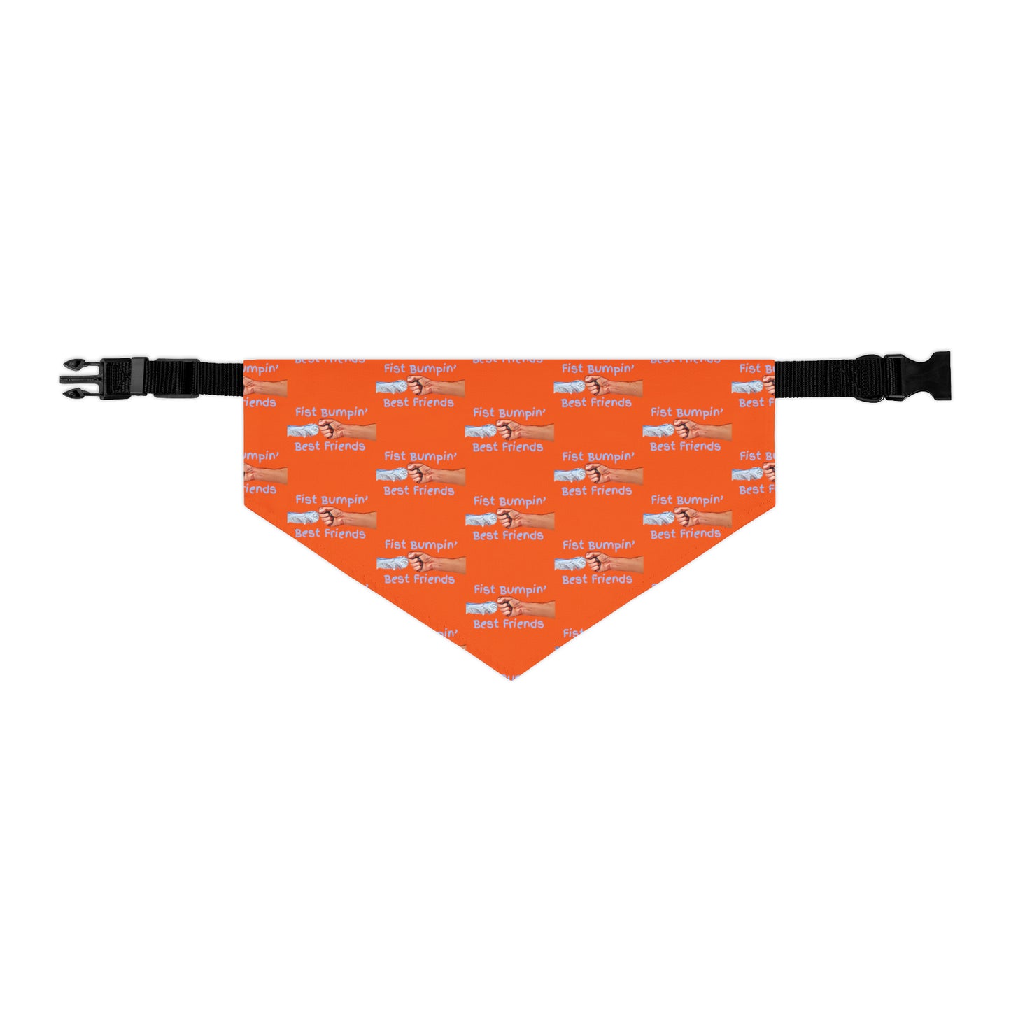 Fist Bumpin’ Best Friends Opie’s Cavalier King Charles Spaniel Paw Pet Bandana Collar Orange with Light Blue.