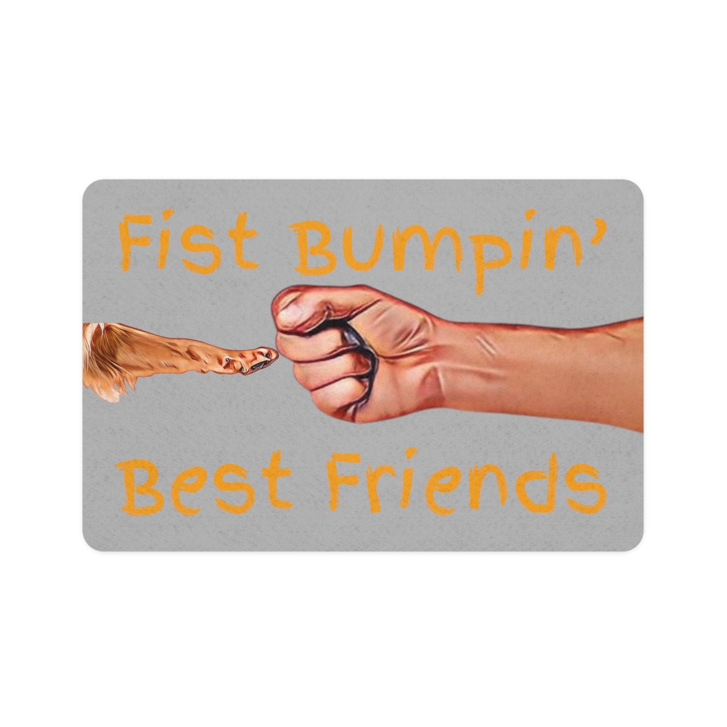 Golden Retriever Paw Fist Bumpin’ Best Friends Pet Food Mat (12x18)