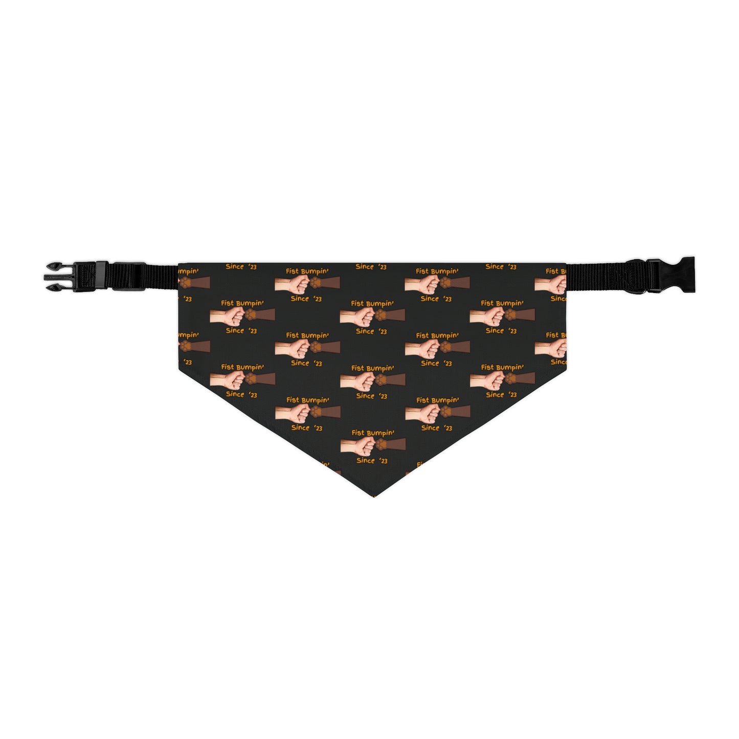Chocolate Brown Paw Fist Bumpin’ Since ‘23 Black Pet Bandana Collar