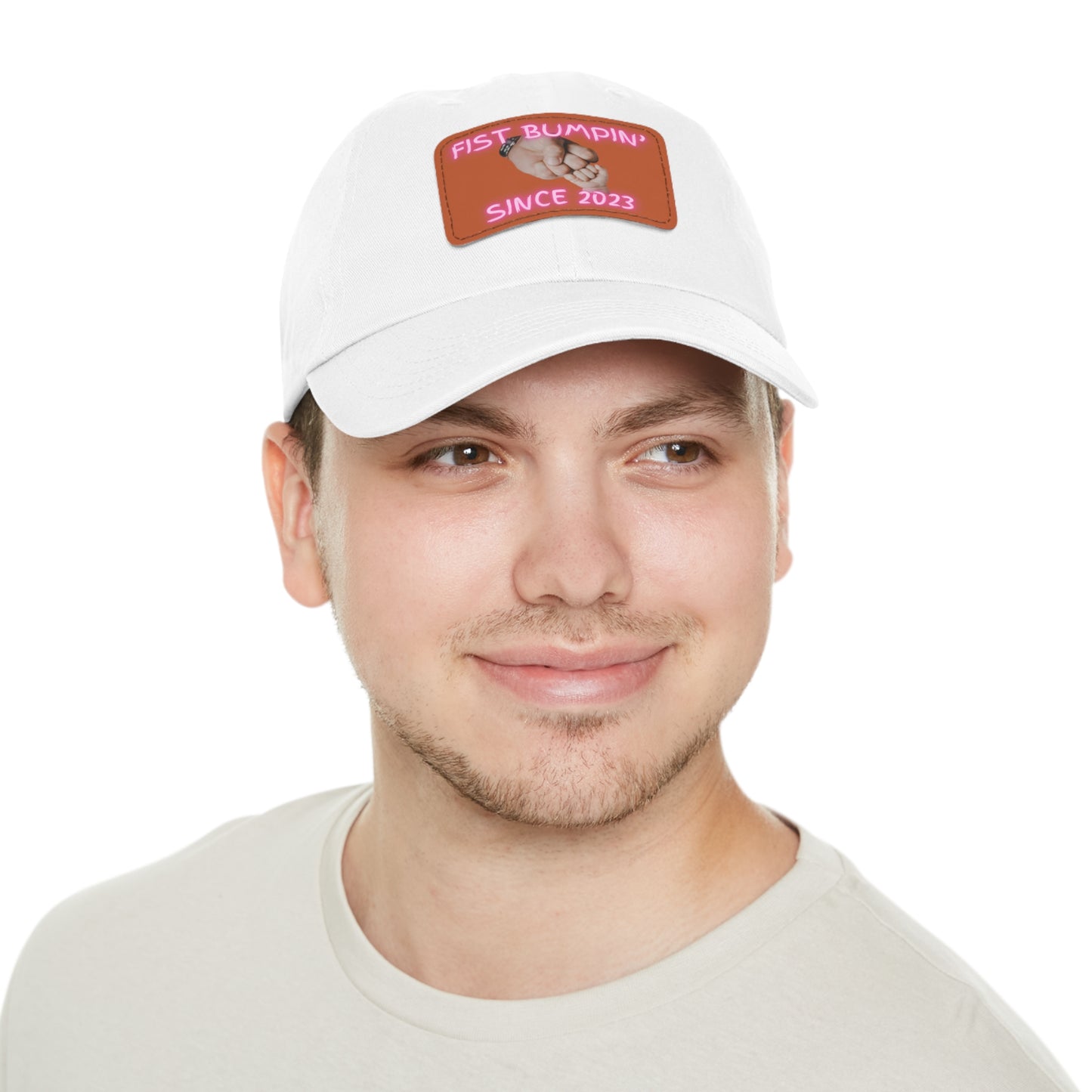 Baby Girl Fist Bumpin’ Since 2023 Hat with Leather Patch (Rectangle)