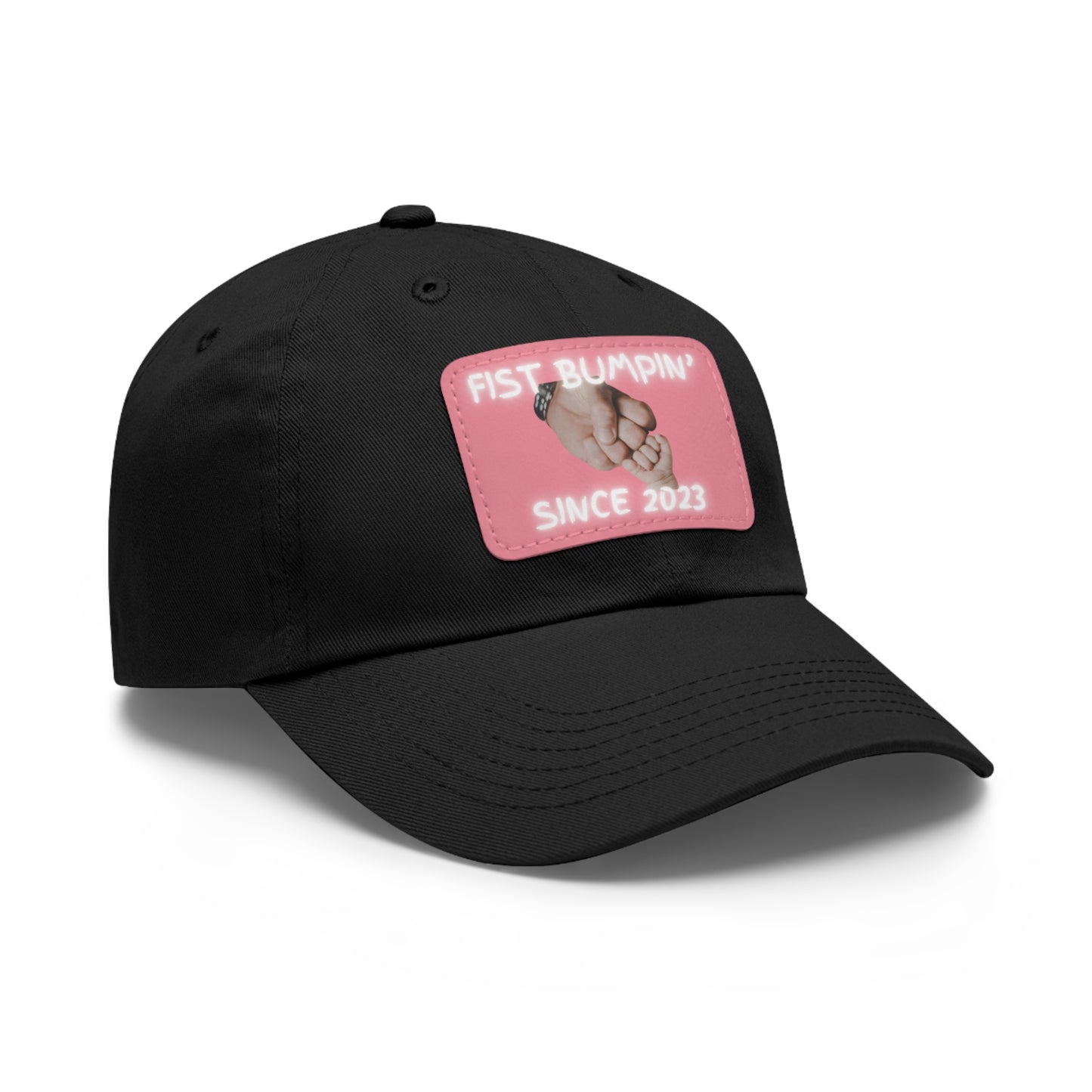 Baby Girl Fist Bumpin’ Since 2023 Hat with Leather Patch (Rectangle)