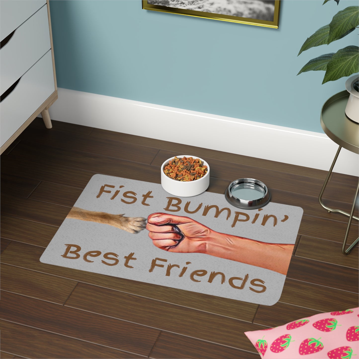 German Shepard Paw Fist Bumpin’ Best Friends Pet Food Mat (12x18)
