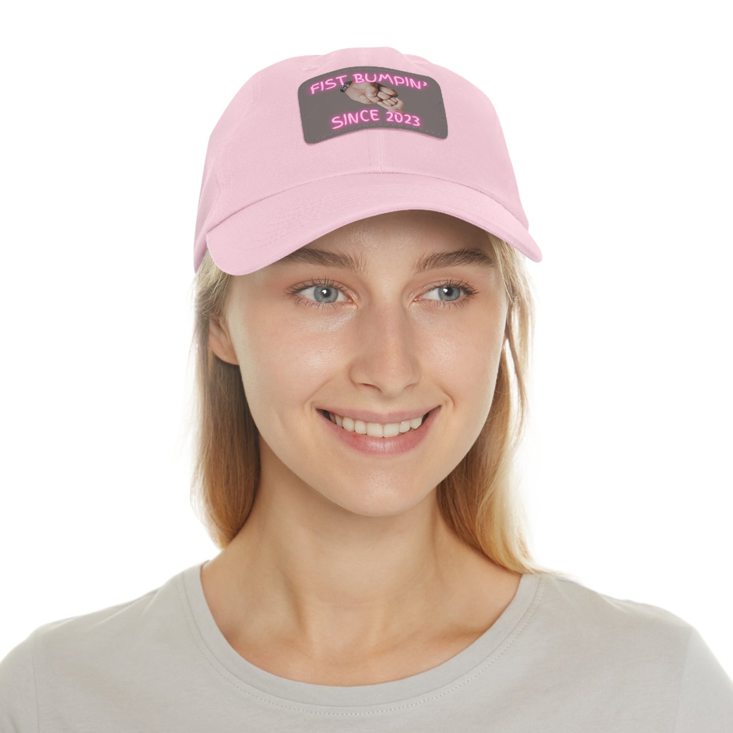 Baby Girl Fist Bumpin’ Since 2023 Hat with Leather Patch (Rectangle)