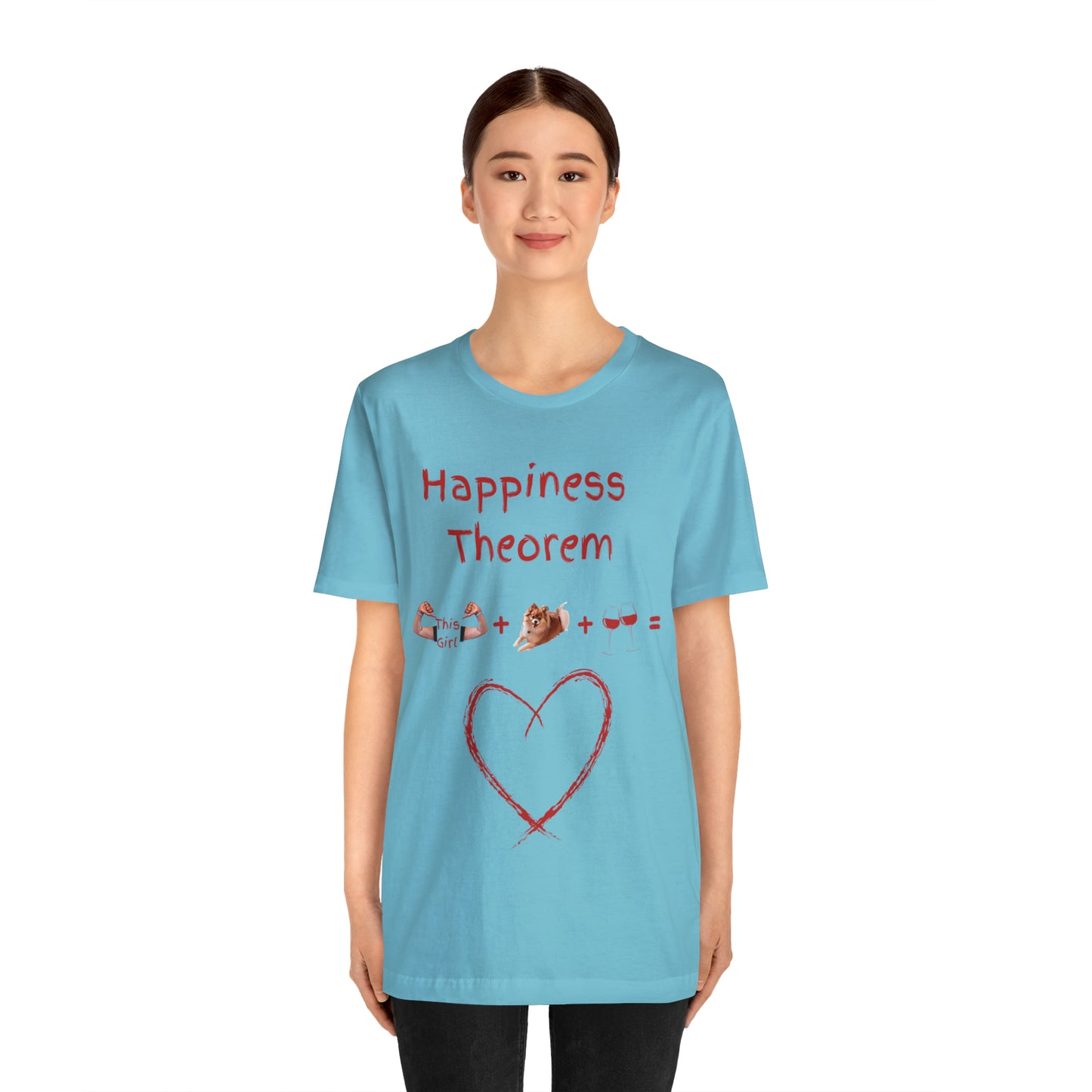 This Girl + Pomeranian + Wine = Happiness Unisex Jersey Short Sleeve Tee