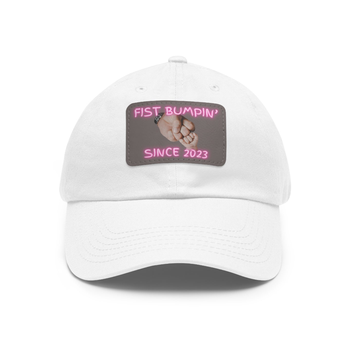 Baby Girl Fist Bumpin’ Since 2023 Hat with Leather Patch (Rectangle)