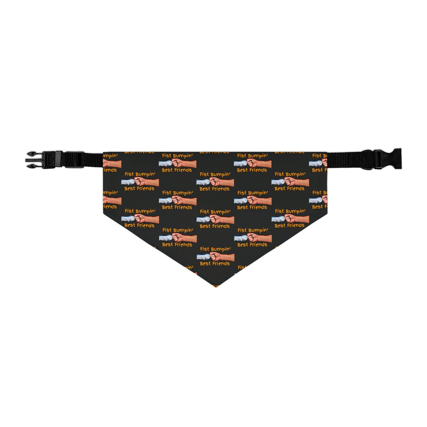 Fist Bumpin’ Best Friends Opie’s Cavalier King Charles Spaniel Paw Pet Bandana Collar Black with Gold lettering.