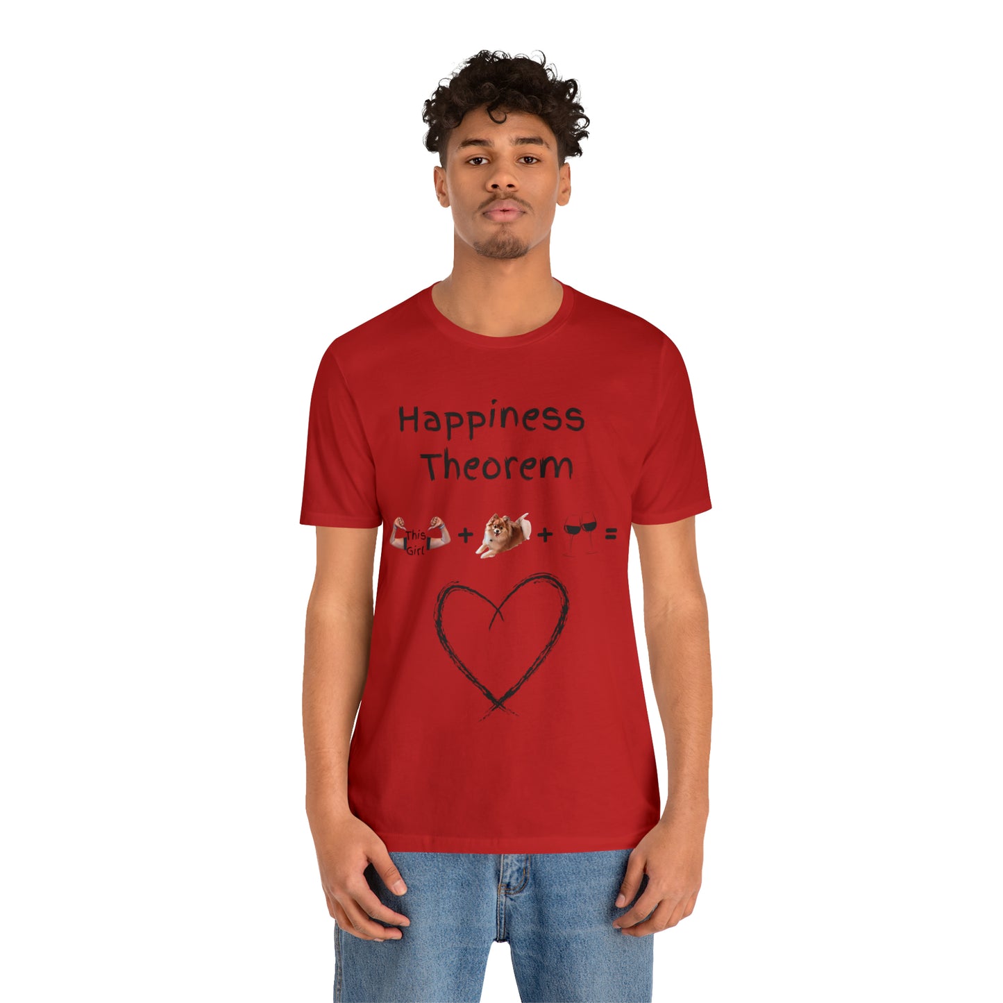 This Girl + Pomeranian + Wine = Happiness Unisex Jersey Short Sleeve Tee