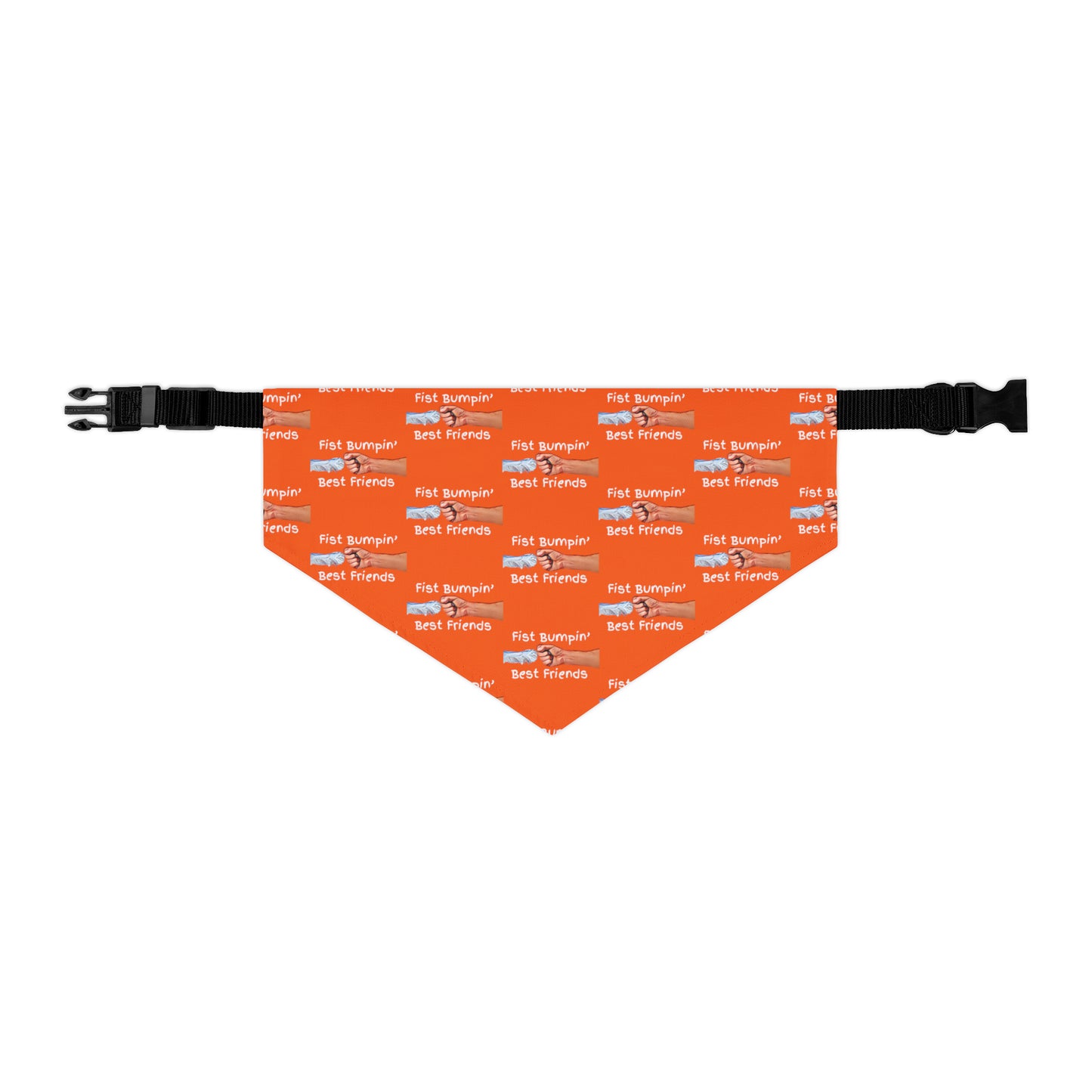 Fist Bumpin’ Best Friends Opie’s Cavalier King Charles Spaniel Paw Pet Bandana Collar Orange with White lettering.