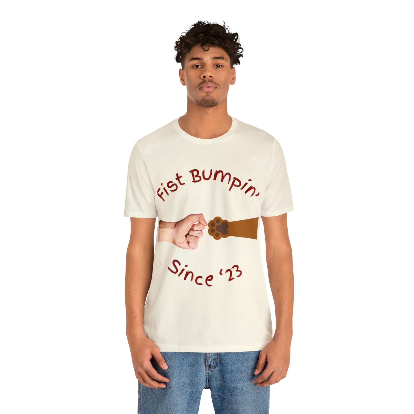 Fist Bumpin Since ‘23 Blenheim Brown Paw Unisex Jersey Short Sleeve Tee