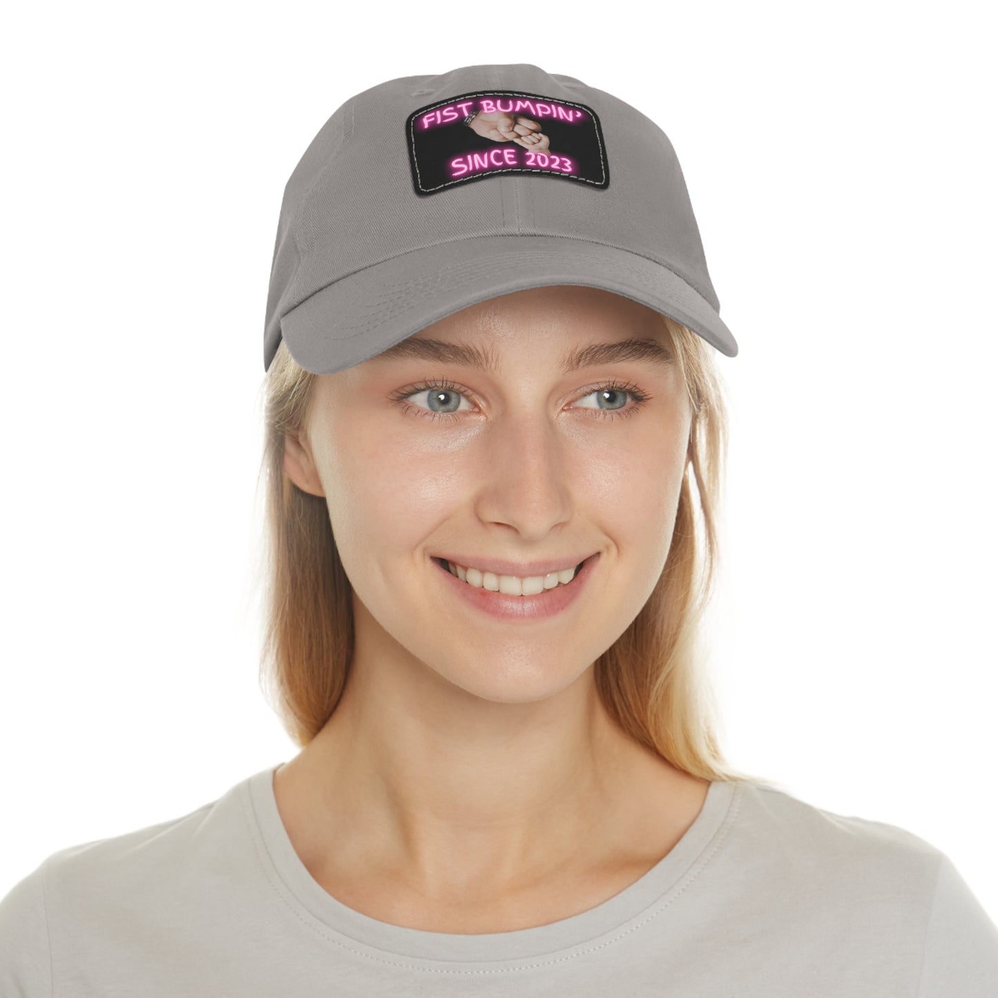 Baby Girl Fist Bumpin’ Since 2023 Hat with Leather Patch (Rectangle)