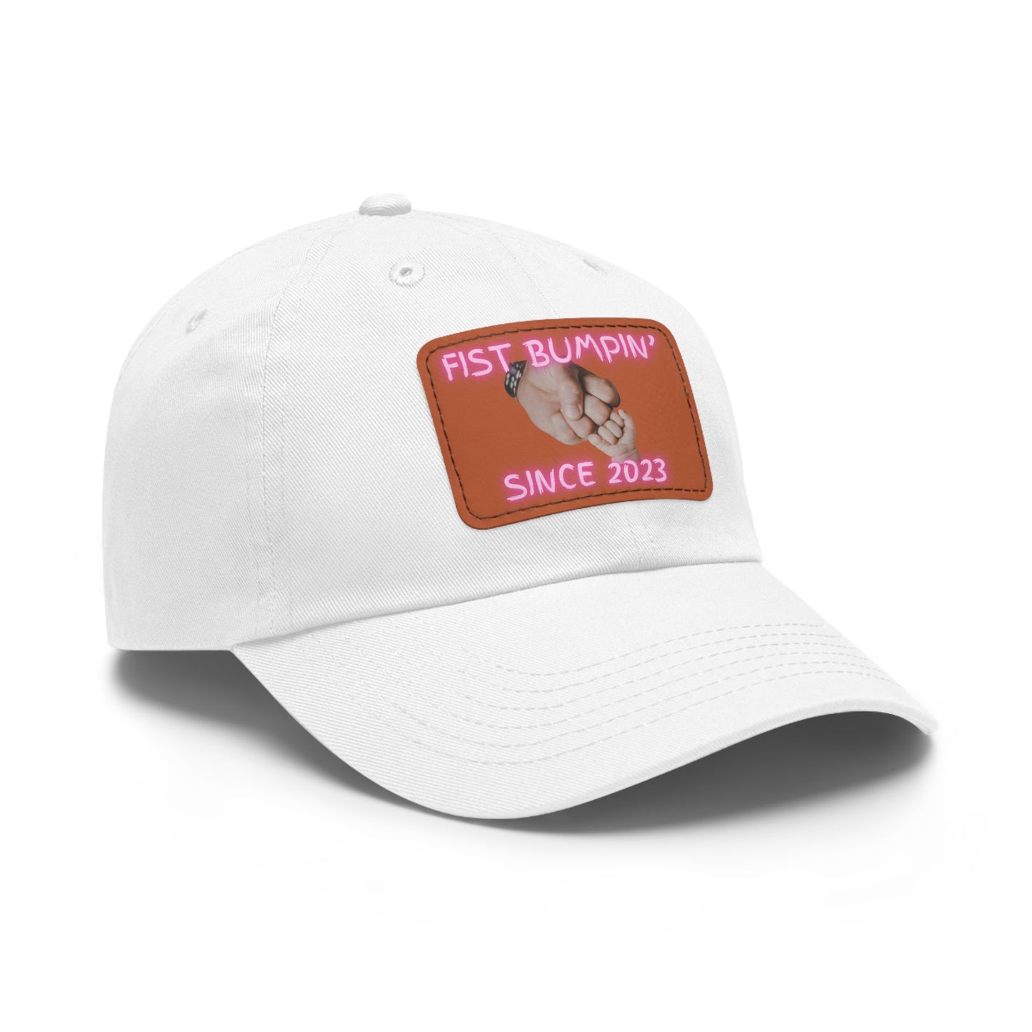 Baby Girl Fist Bumpin’ Since 2023 Hat with Leather Patch (Rectangle)