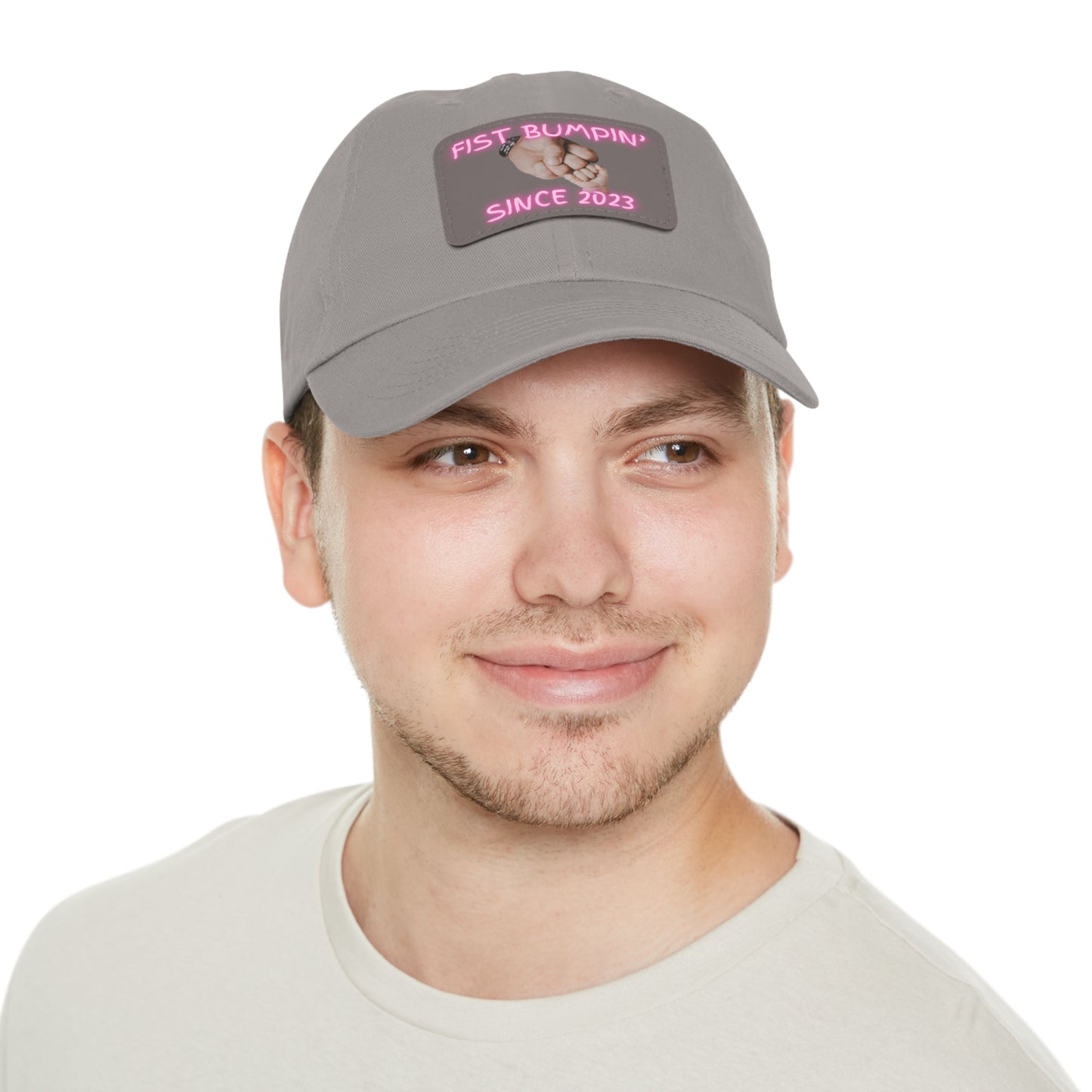 Baby Girl Fist Bumpin’ Since 2023 Hat with Leather Patch (Rectangle)