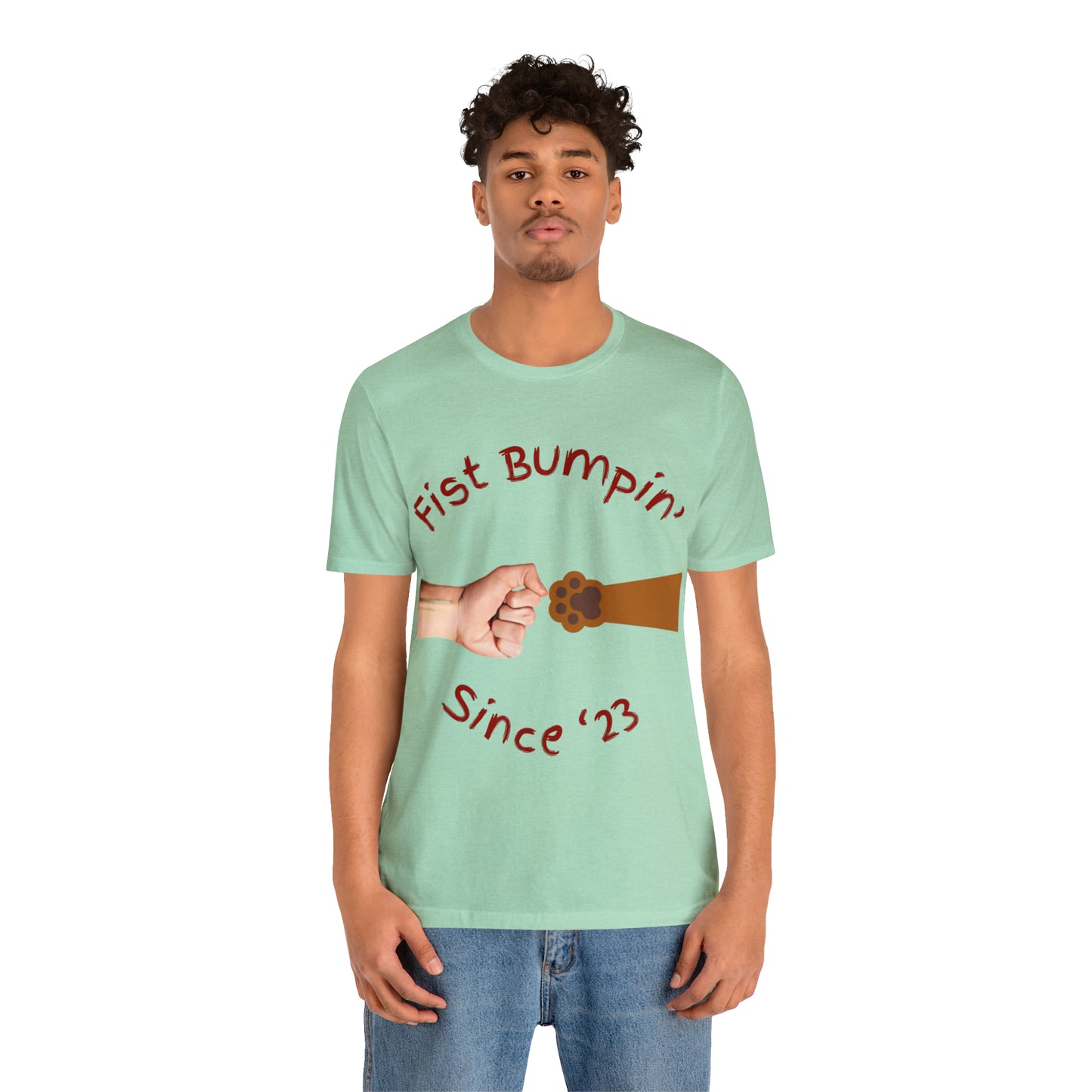 Fist Bumpin Since ‘23 Blenheim Brown Paw Unisex Jersey Short Sleeve Tee