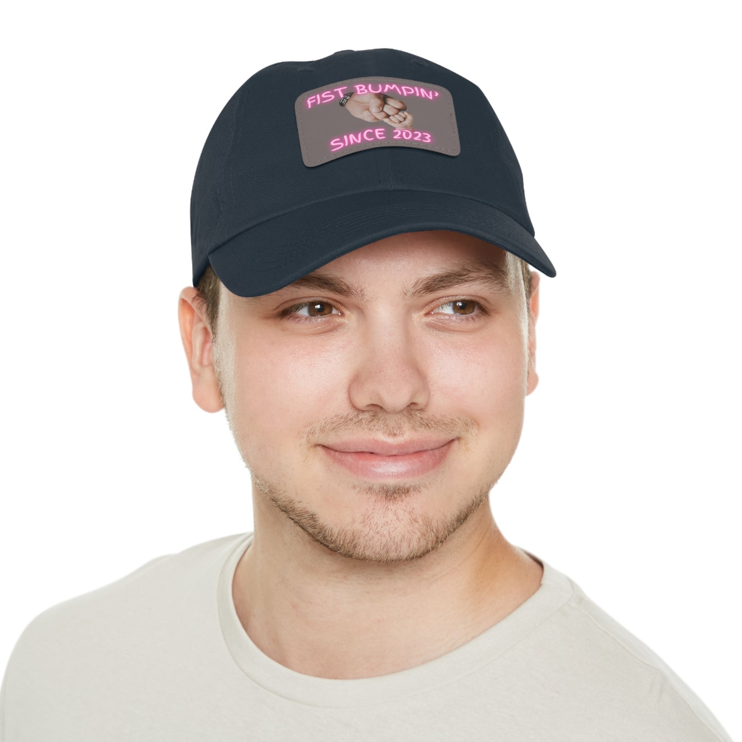 Baby Girl Fist Bumpin’ Since 2023 Hat with Leather Patch (Rectangle)