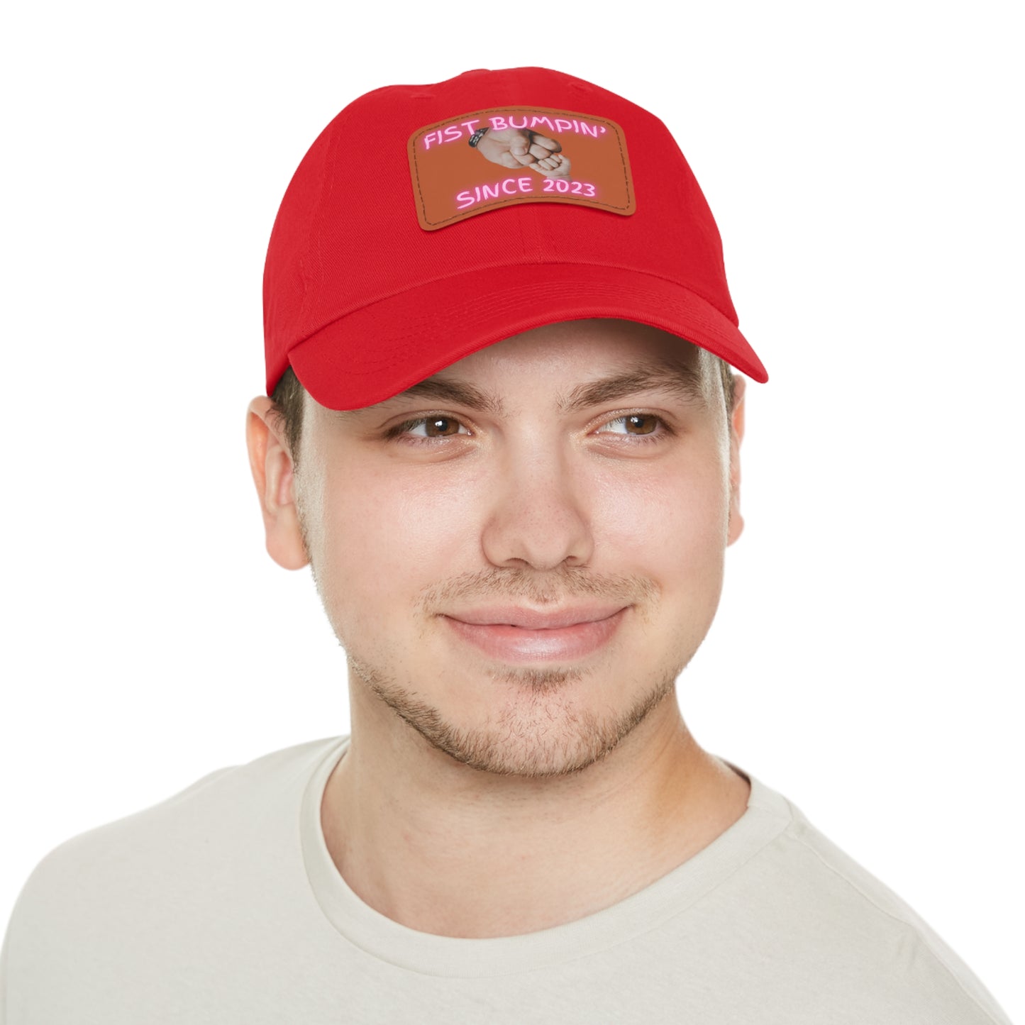 Baby Girl Fist Bumpin’ Since 2023 Hat with Leather Patch (Rectangle)