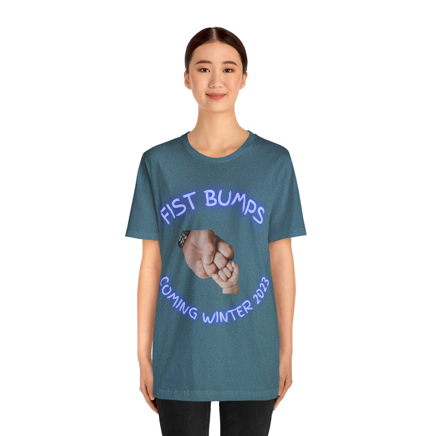 Baby Boy Blue Fist Bumps Coming Winter 2023 Unisex Jersey Short Sleeve Tee