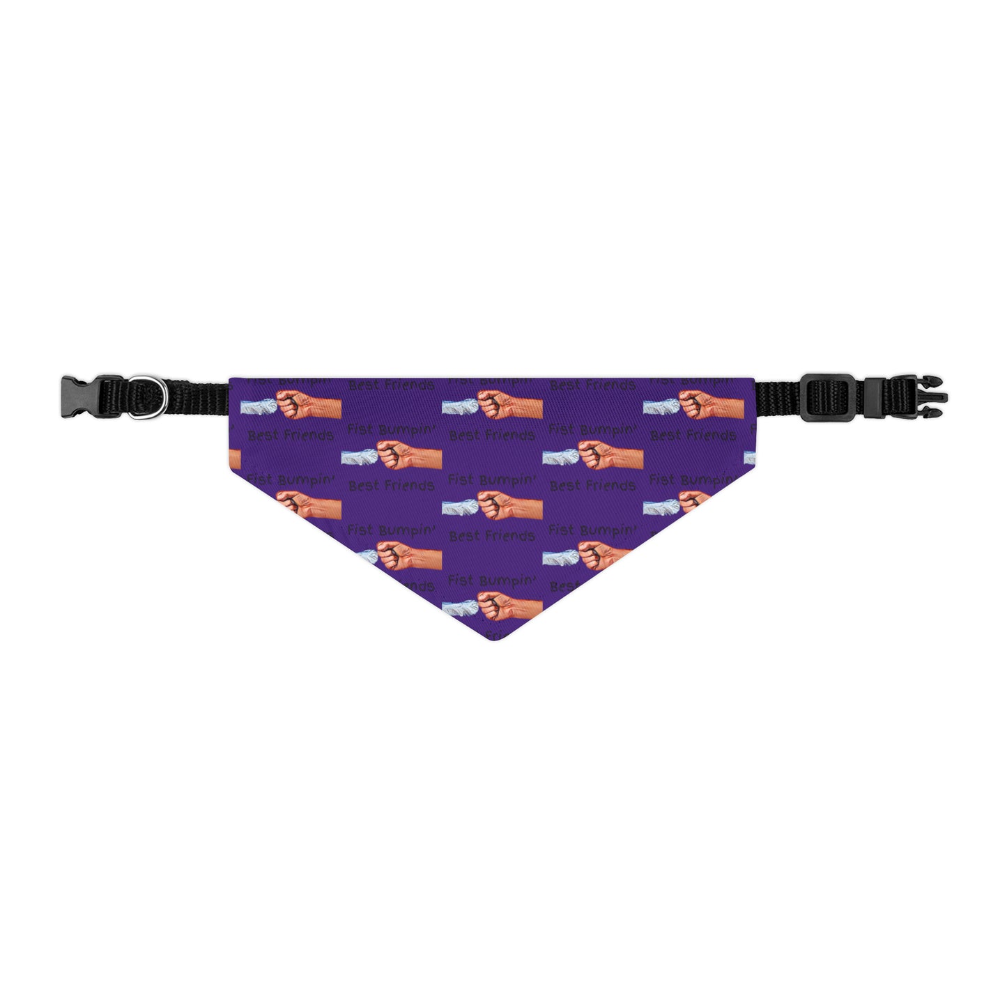 Fist Bumpin’ Best Friends Opie’s Cavalier King Charles Spaniel Pet Bandana Collar Purple with Black lettering.