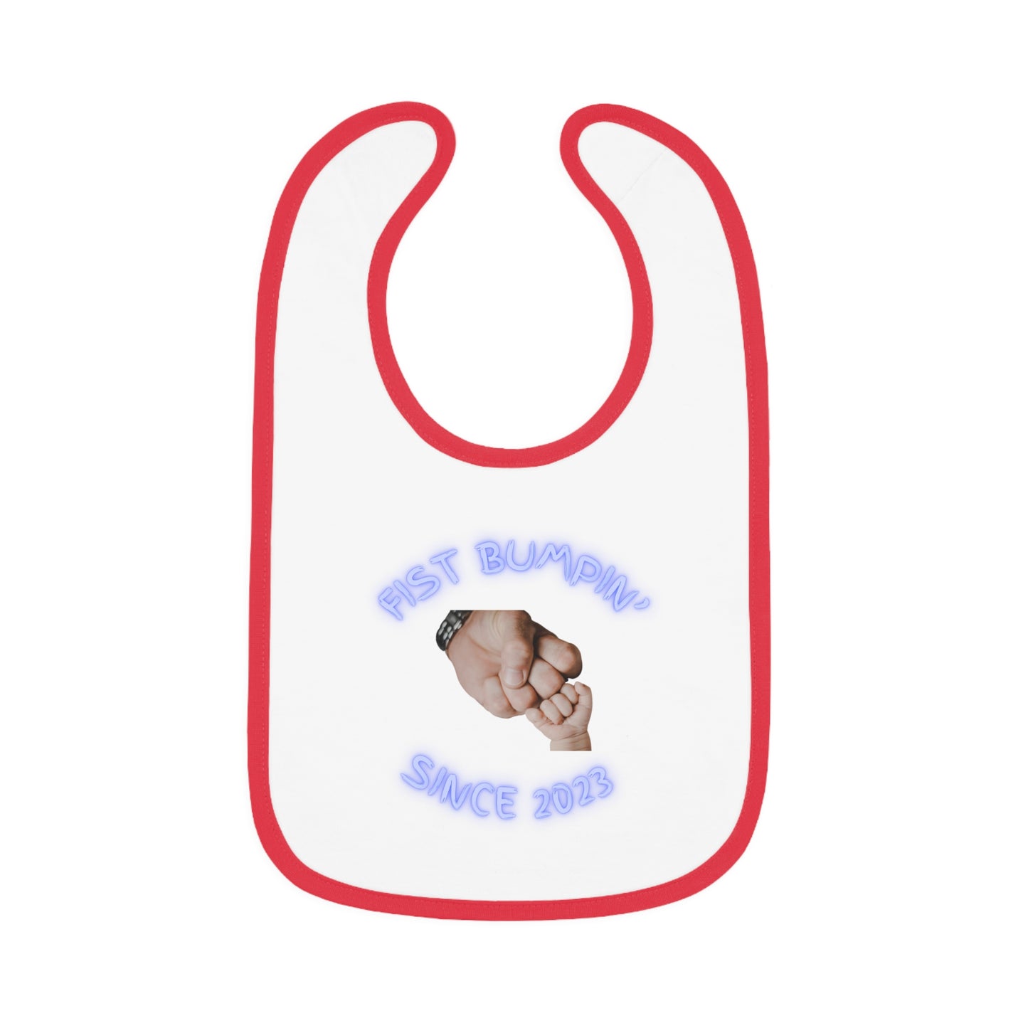 Baby Boy Blue Fist Bumpin’ Since 2023 Baby Contrast Trim Jersey Bib