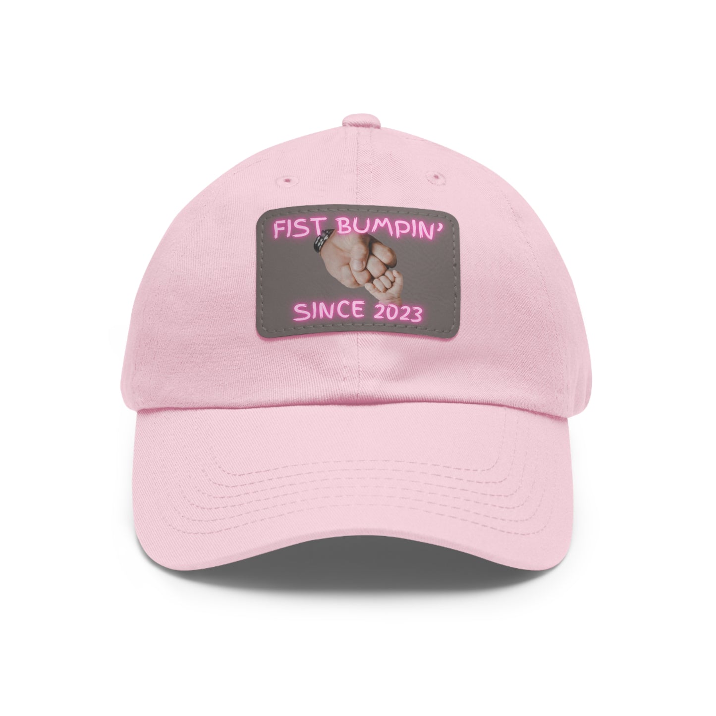 Baby Girl Fist Bumpin’ Since 2023 Hat with Leather Patch (Rectangle)