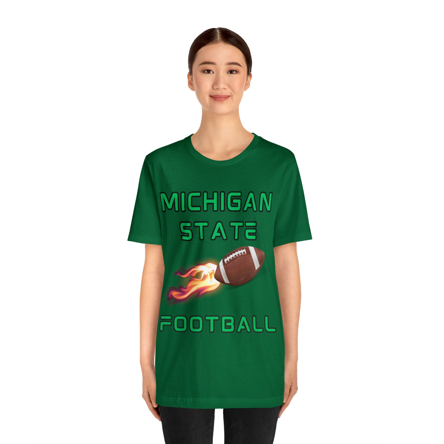 Michigan State Flame Football Customizable Unisex Jersey Short Sleeve Tee