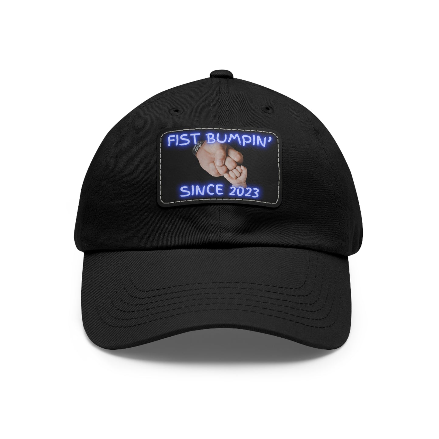 Baby Boy Fist Bumpin’ Since 2023 Hat with Leather Patch (Rectangle)