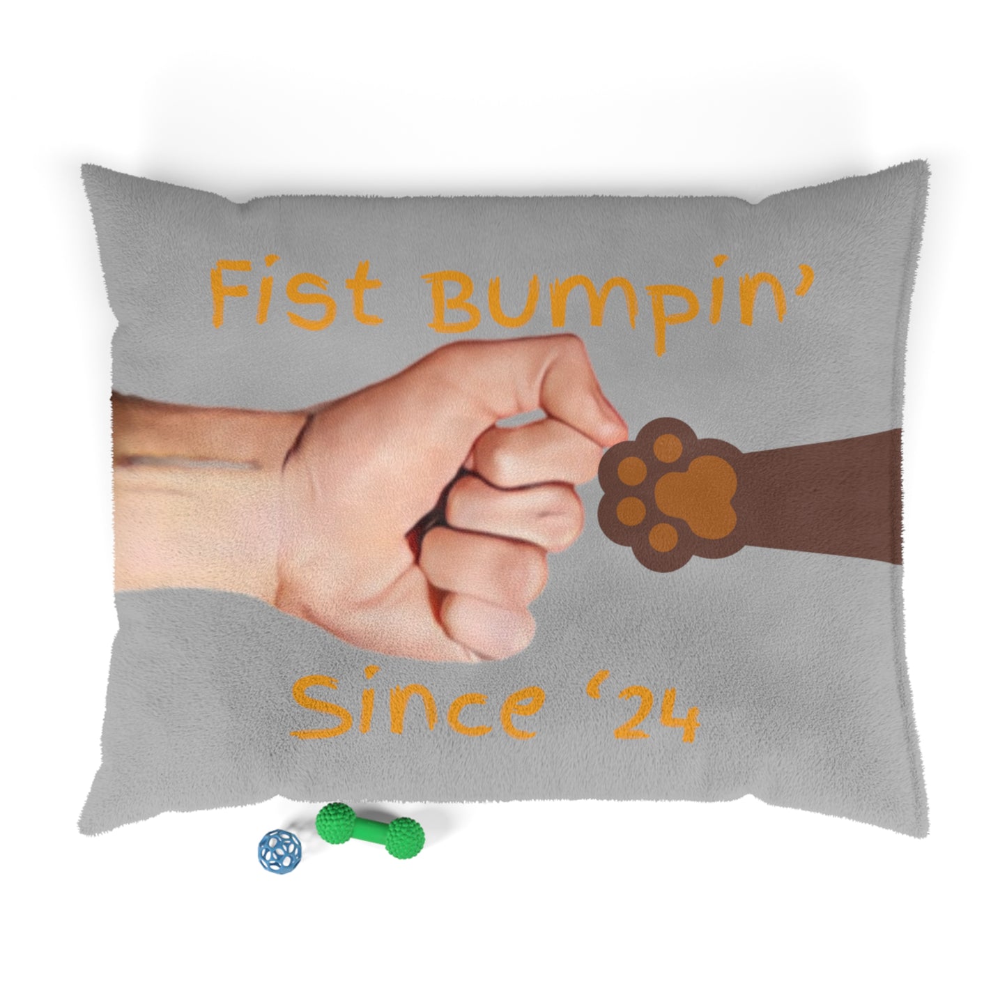 Chocolate Brown Paw Fist Bumpin’ Since ‘24 Light Grey Pet Bed