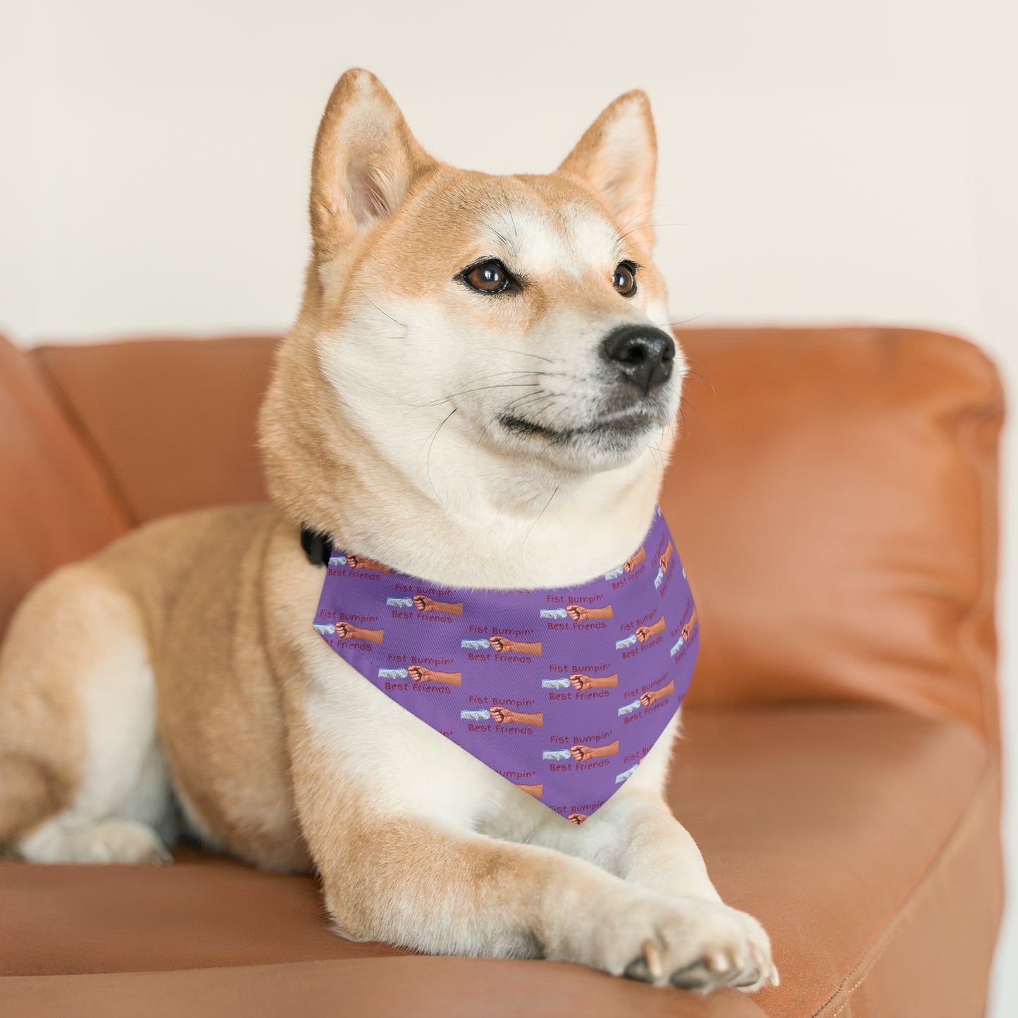 Fist Bumpin’ Best Friends Opie’s Cavalier King Charles Spaniel Paw Pet Bandana Collar Light Purple with KC Red.