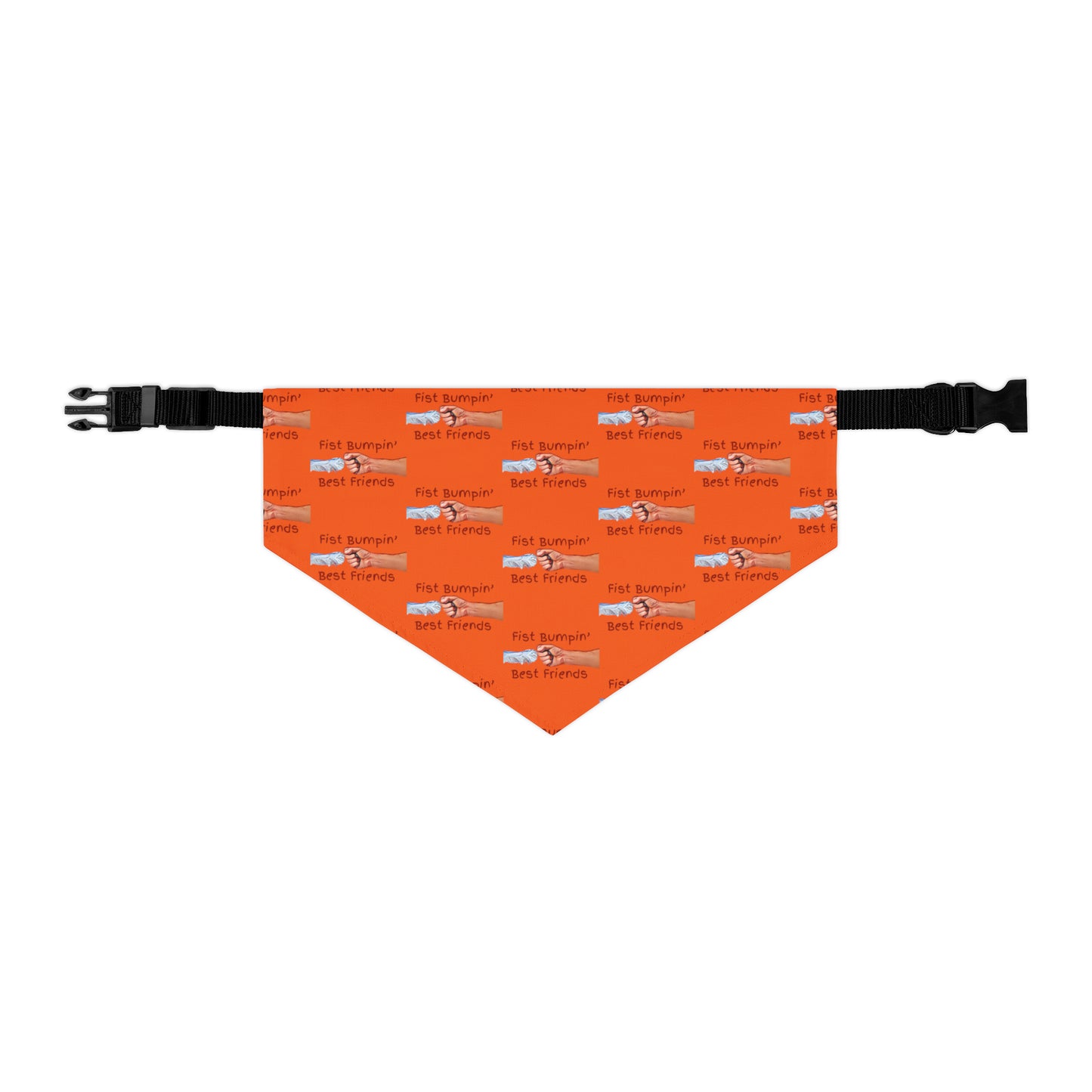 Fist Bumpin’ Best Friends Opie’s Cavalier King Charles Paw Pet Bandana Collar Orange with Red lettering.