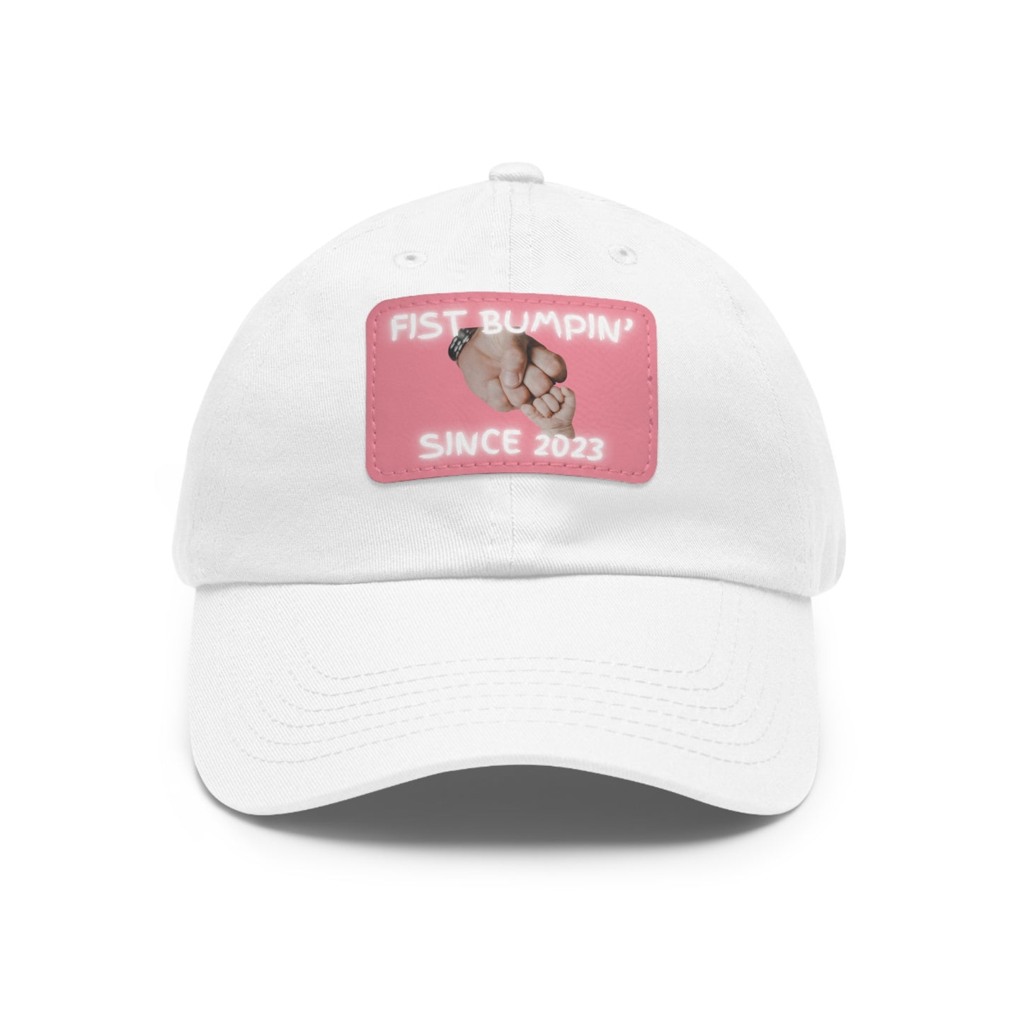 Baby Girl Fist Bumpin’ Since 2023 Hat with Leather Patch (Rectangle)