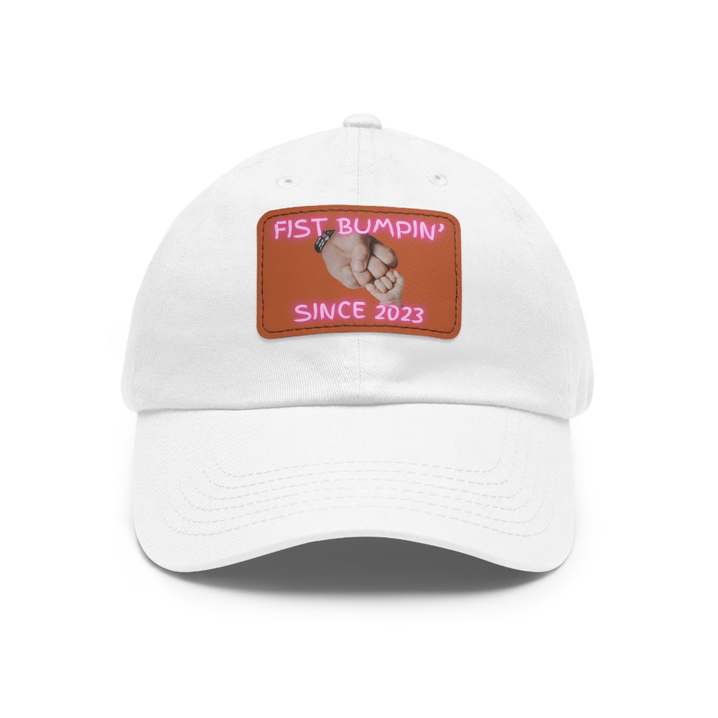 Baby Girl Fist Bumpin’ Since 2023 Hat with Leather Patch (Rectangle)