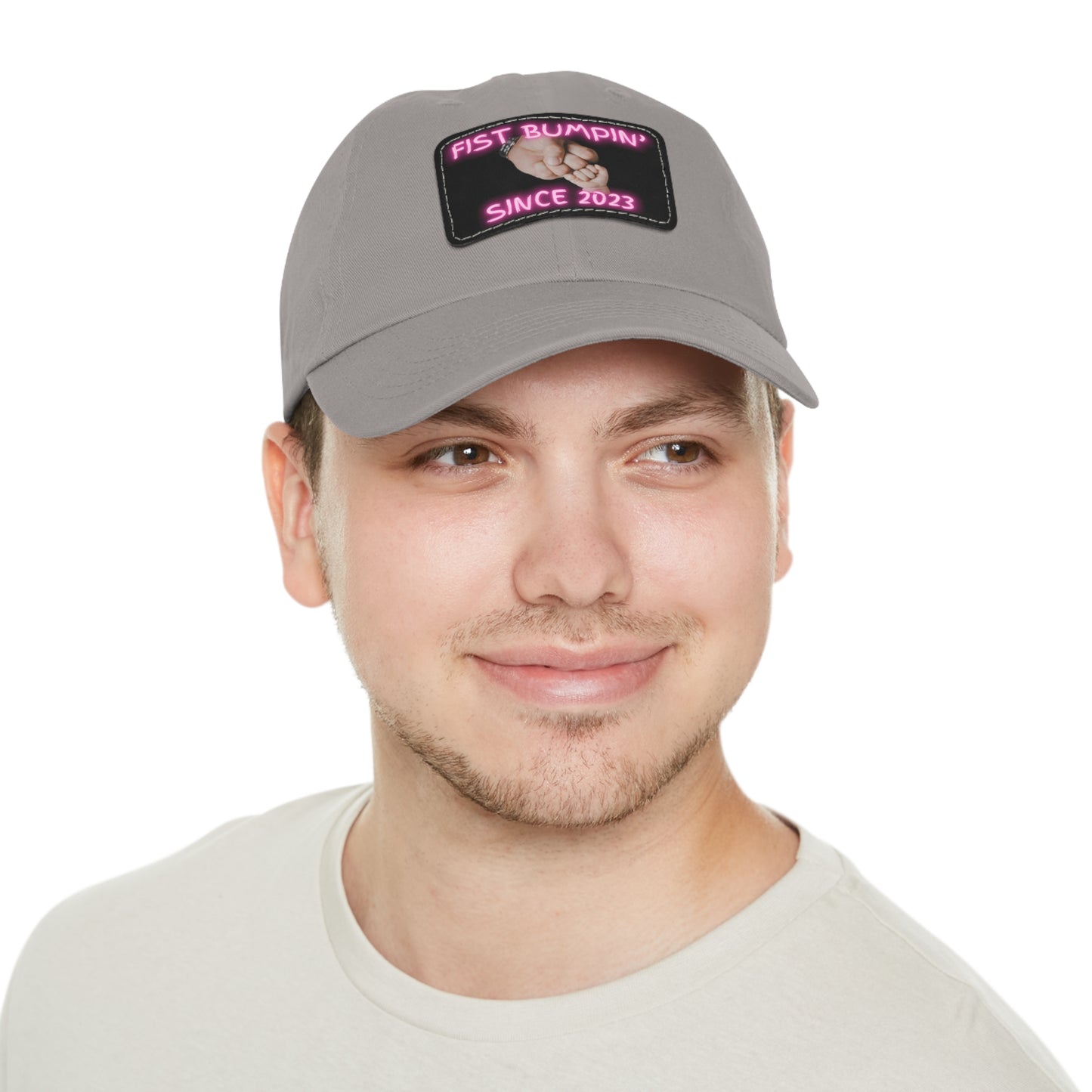 Baby Girl Fist Bumpin’ Since 2023 Hat with Leather Patch (Rectangle)