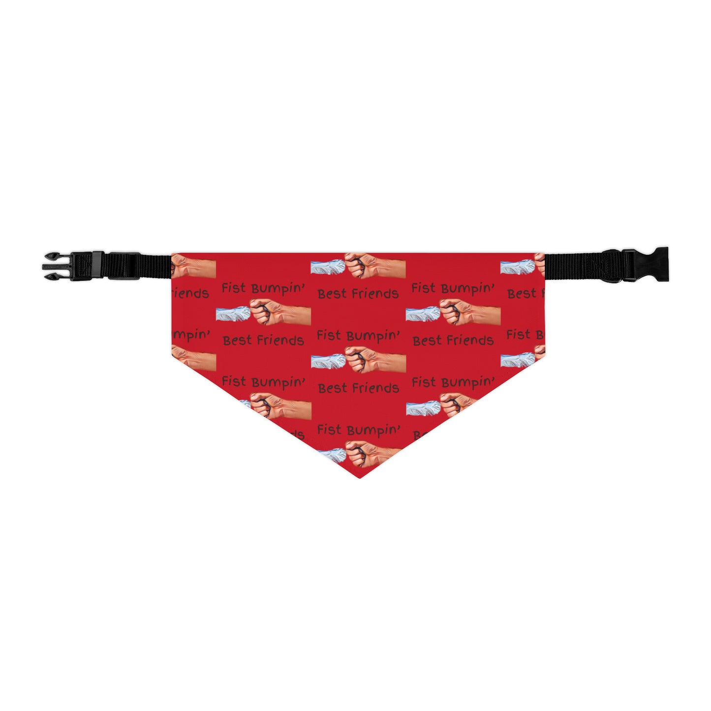 Fist Bumpin’ Best Friends Opie’s Cavalier King Charles Spaniel Paw Pet Bandana Collar Red with Black lettering.