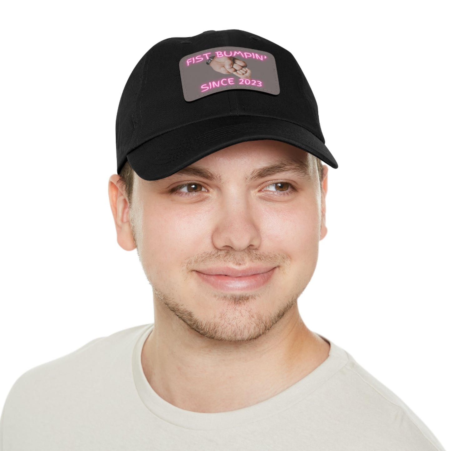 Baby Girl Fist Bumpin’ Since 2023 Hat with Leather Patch (Rectangle)