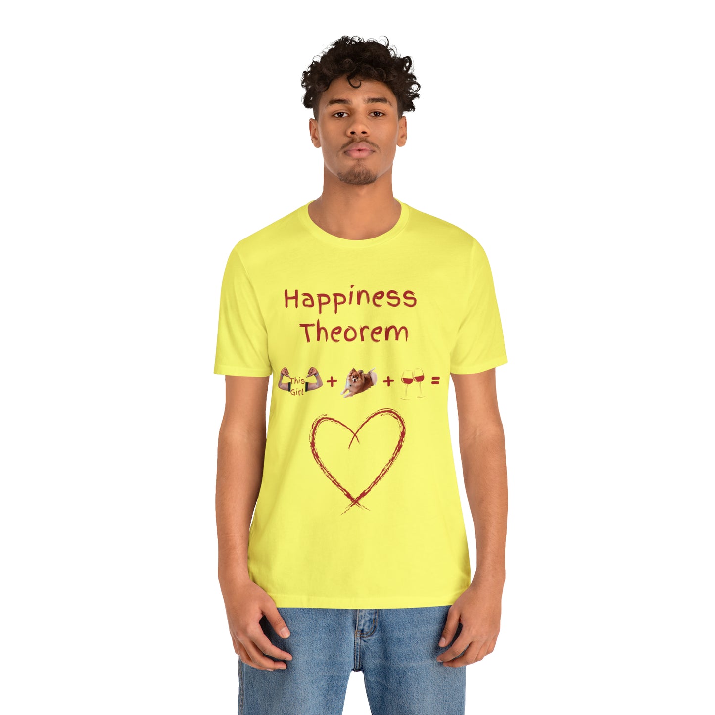 This Girl + Pomeranian + Wine = Happiness Unisex Jersey Short Sleeve Tee