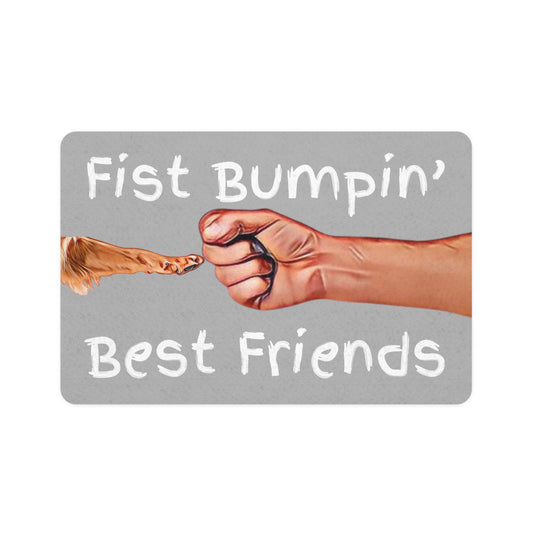 Golden Retriever Paw Fist Bumpin’ Best Friends Pet Food Mat (12x18)