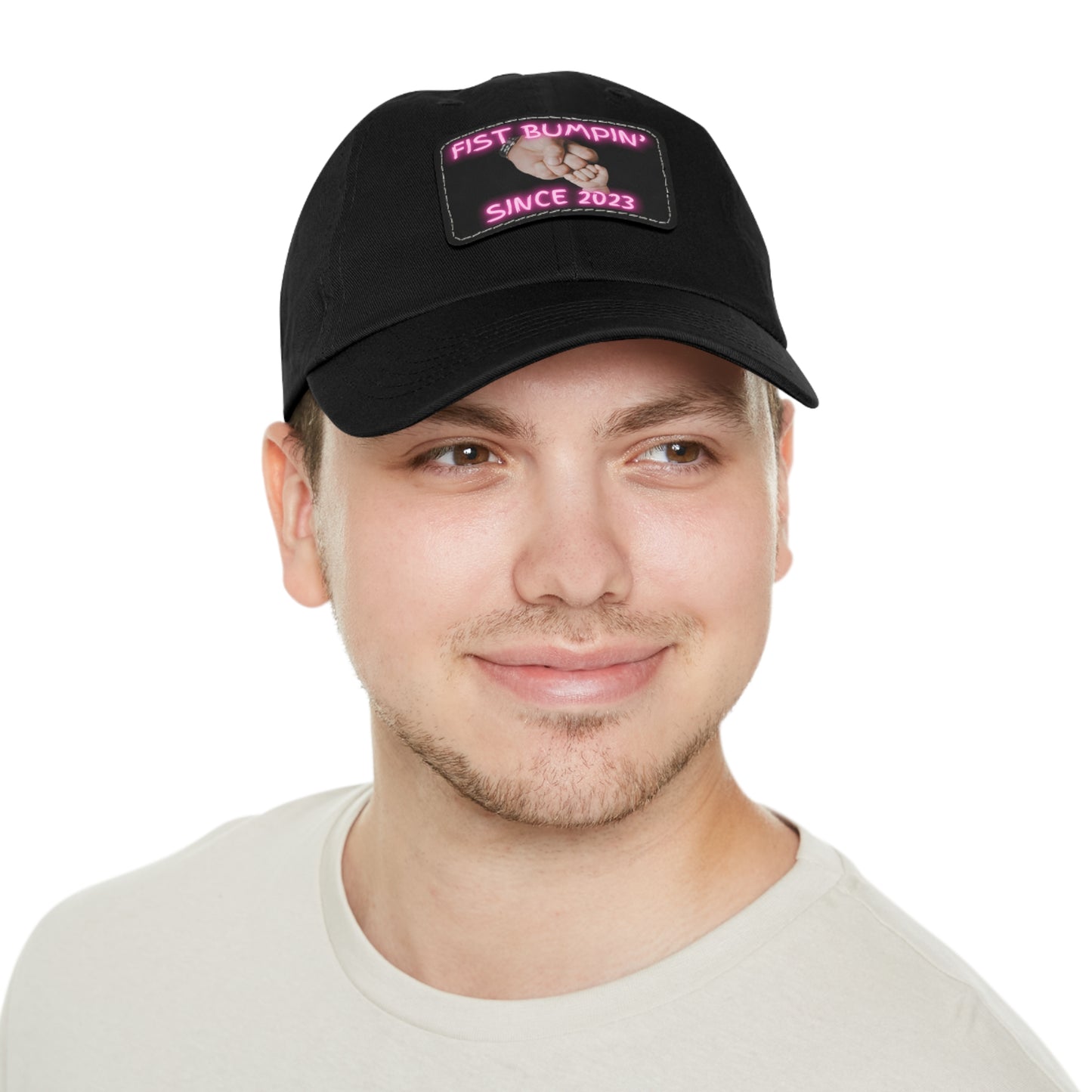 Baby Girl Fist Bumpin’ Since 2023 Hat with Leather Patch (Rectangle)