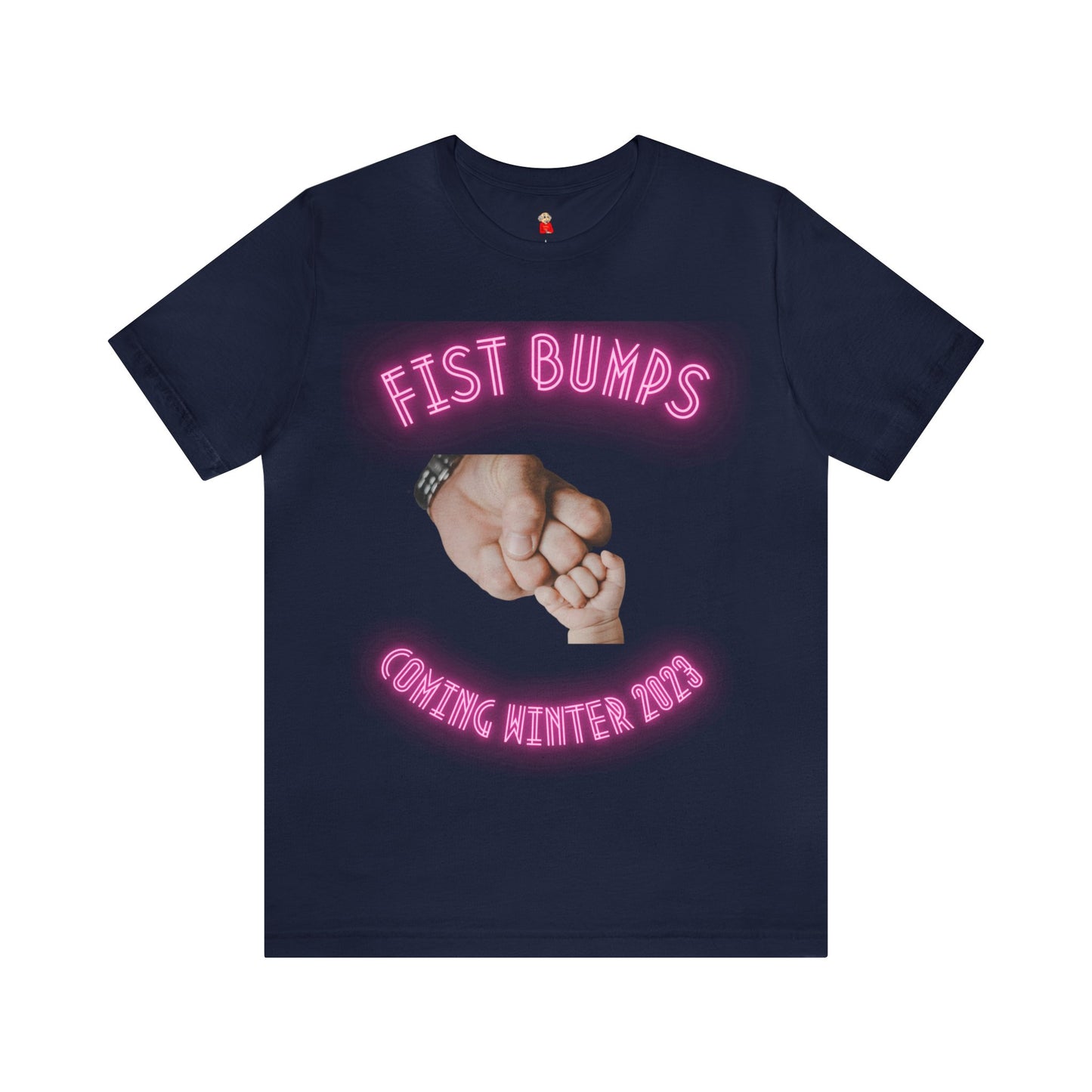Baby Girl Pink Fist Bumps Coming Winter 2023 Unisex Jersey Short Sleeve