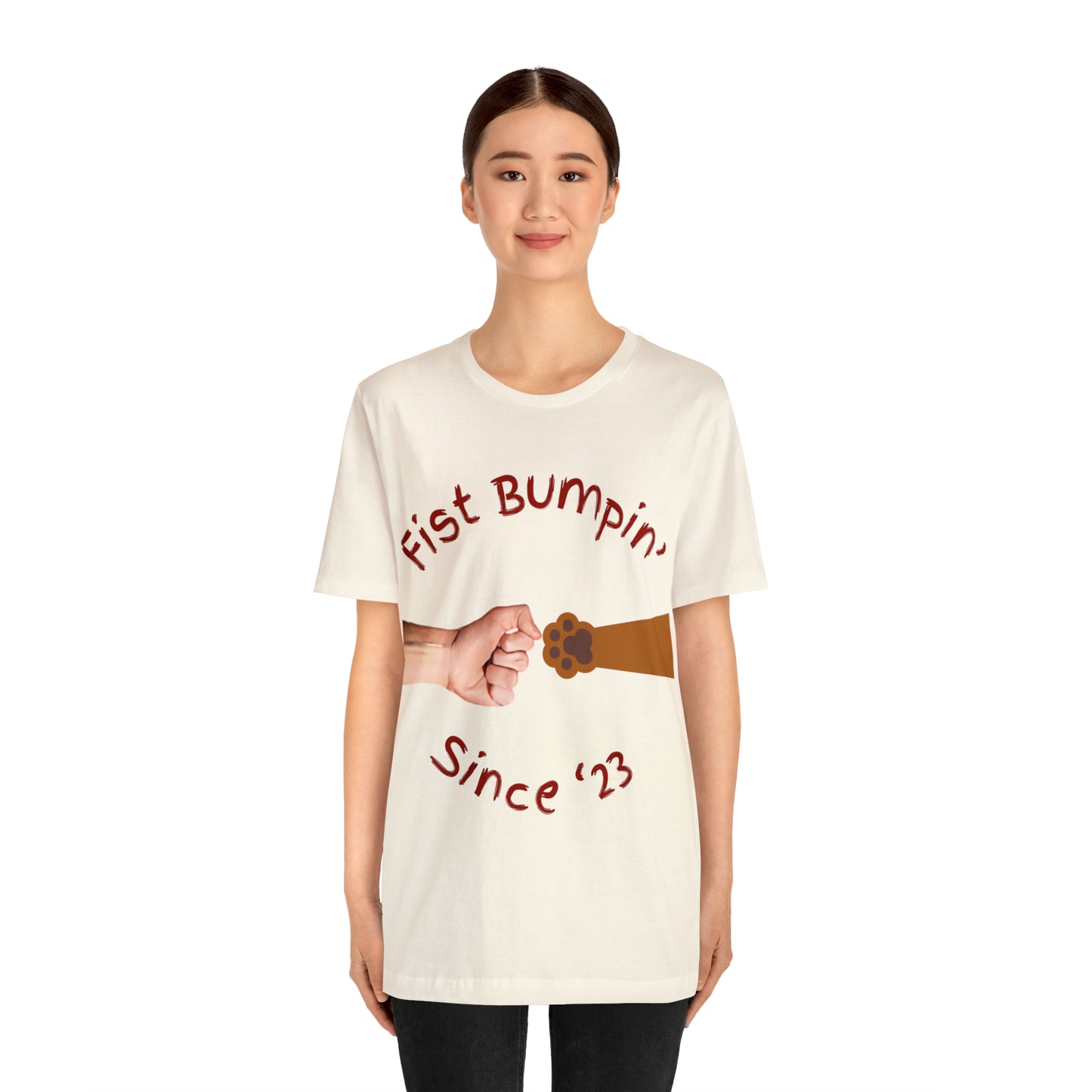 Fist Bumpin Since ‘23 Blenheim Brown Paw Unisex Jersey Short Sleeve Tee