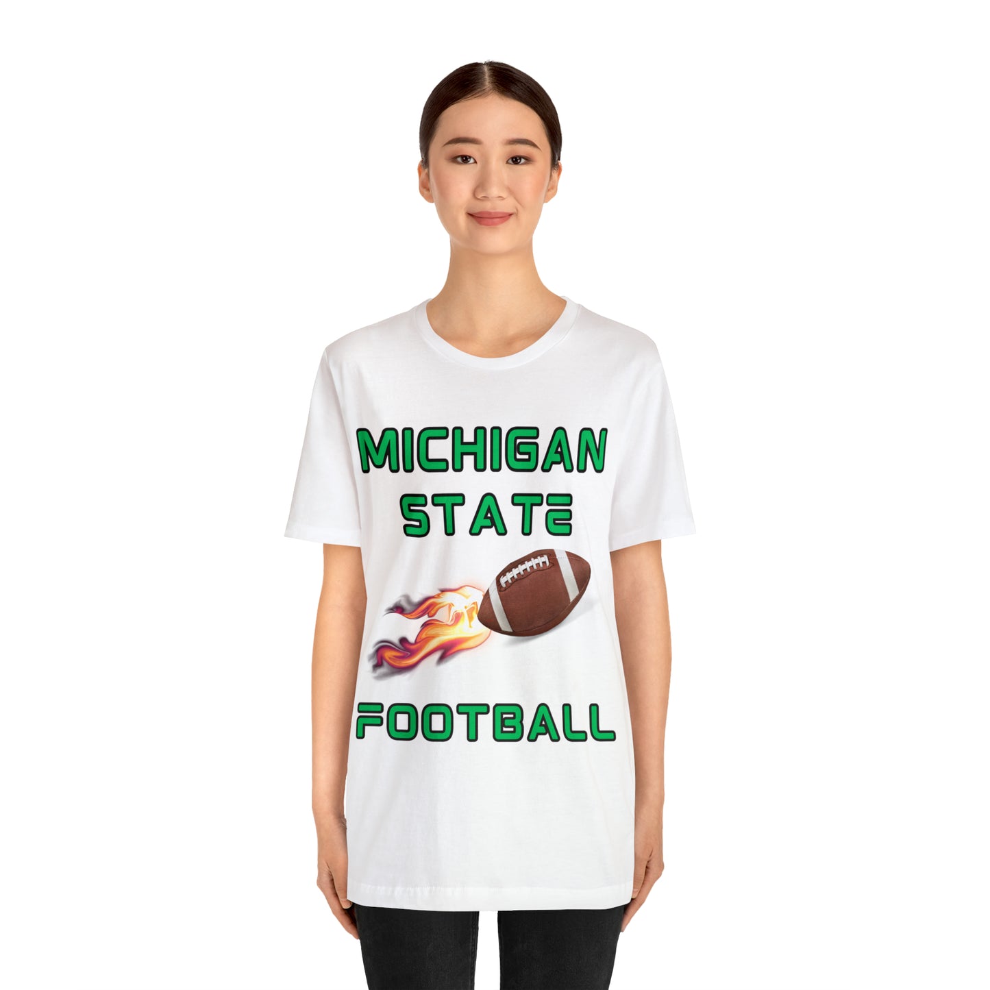 Michigan State Flame Football Customizable Unisex Jersey Short Sleeve Tee