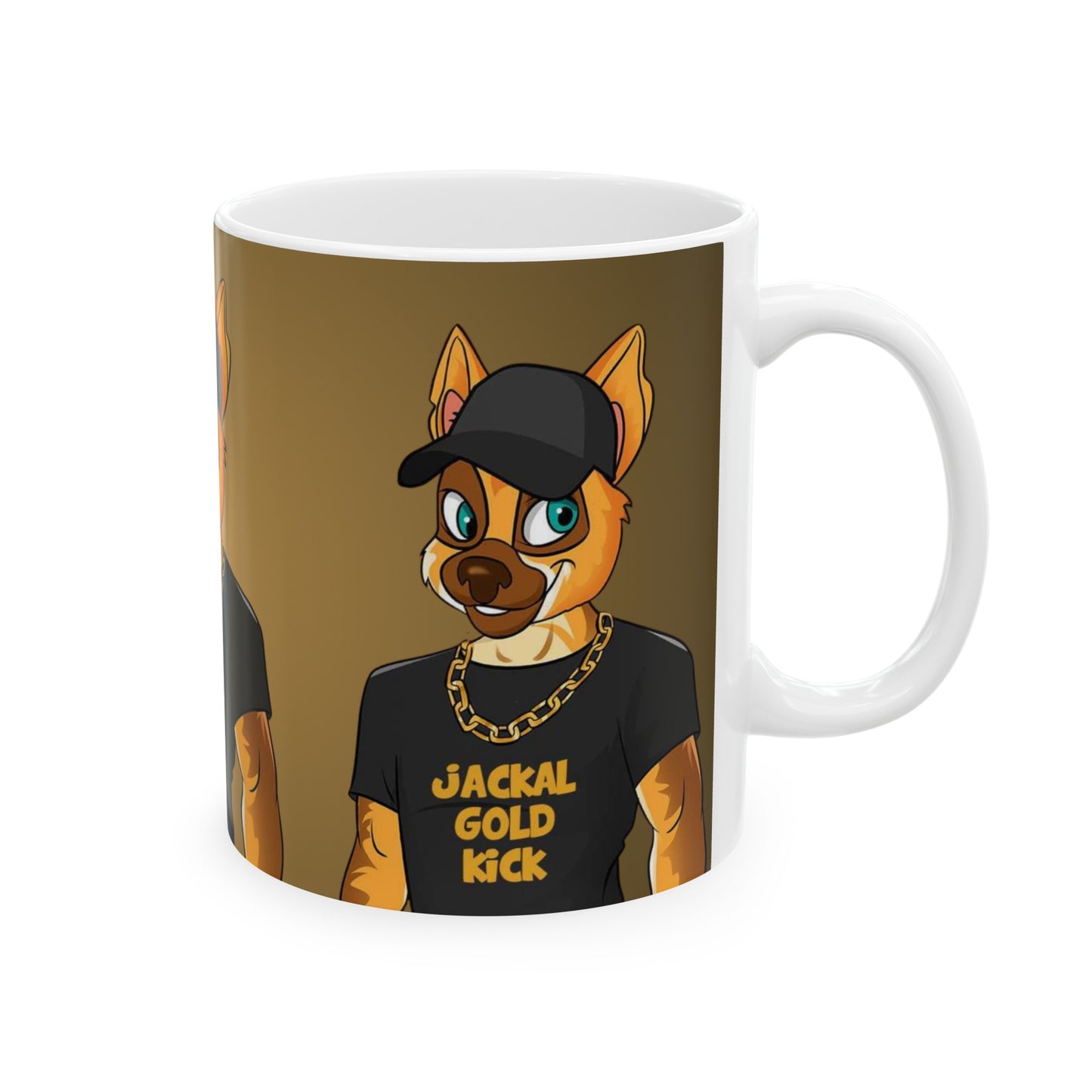 ‘Jackal Gold Kick’ Ceramic Mug, 11oz